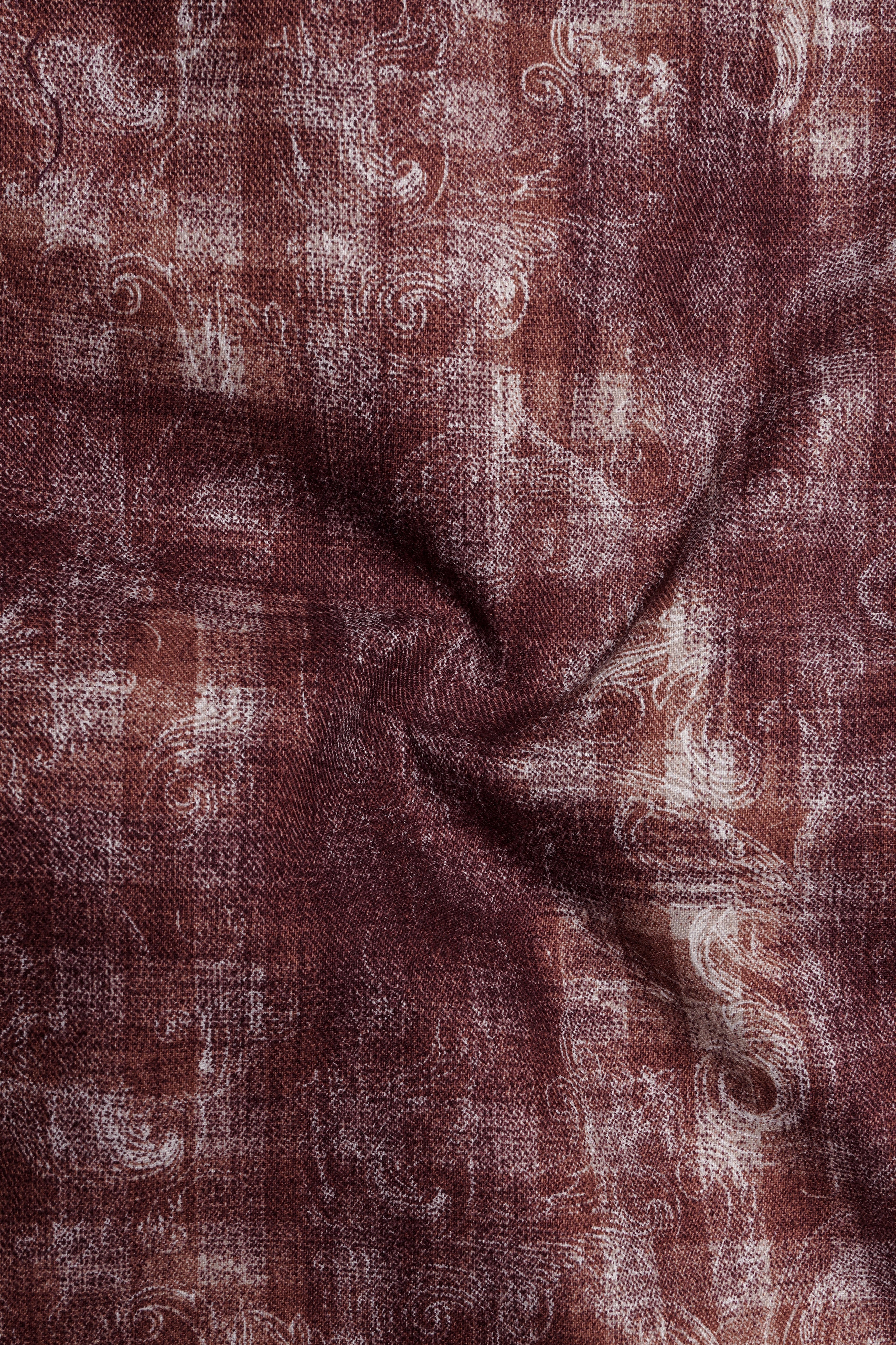 Berrivo-Wine Berry Maroon Paisley Elegance Printed Twill Premium Cotton Casual Shirt