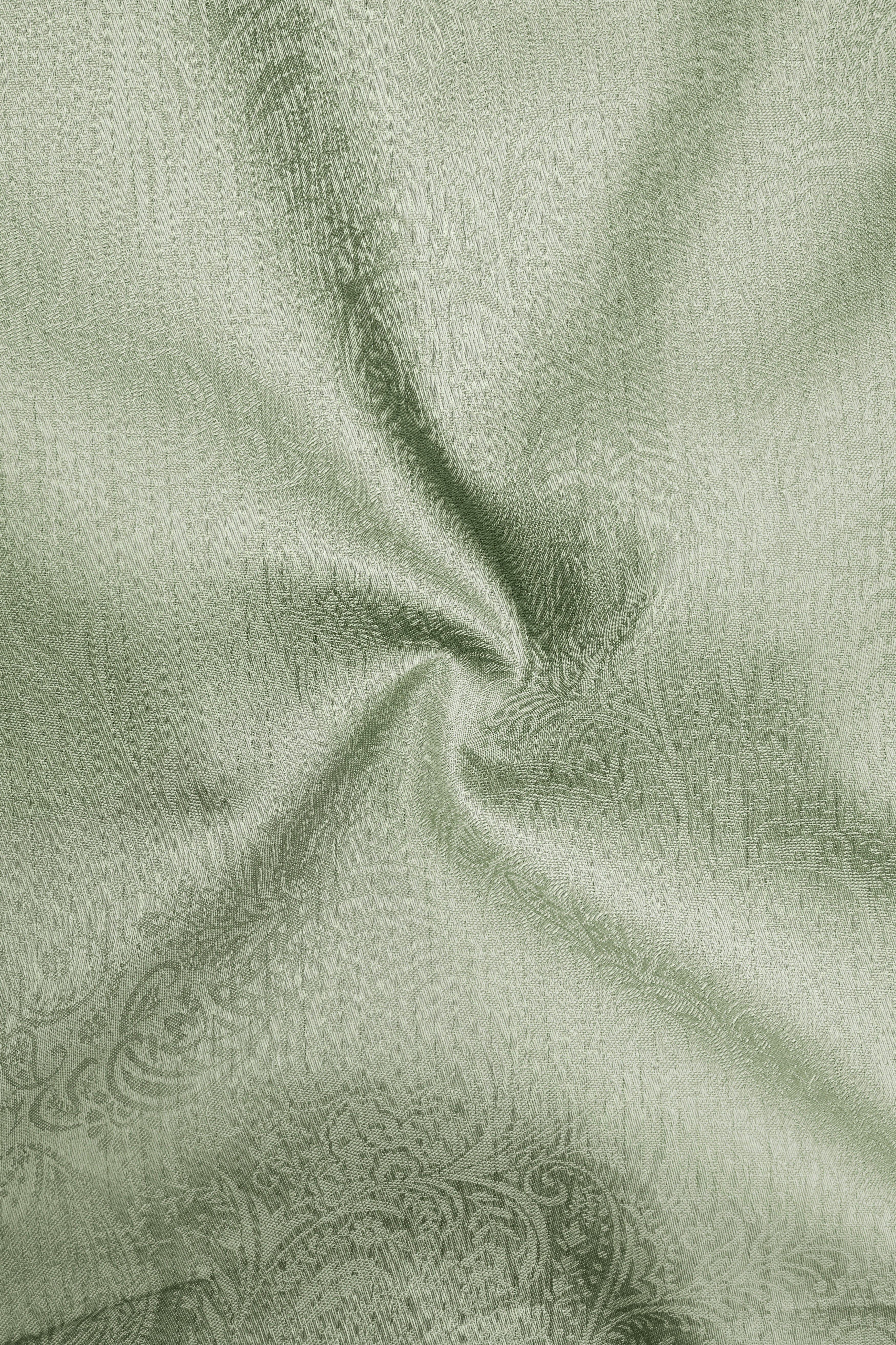 Viravon-Rainee Green Paisley Jacquard Textured Premium Cotton Dress Shirt