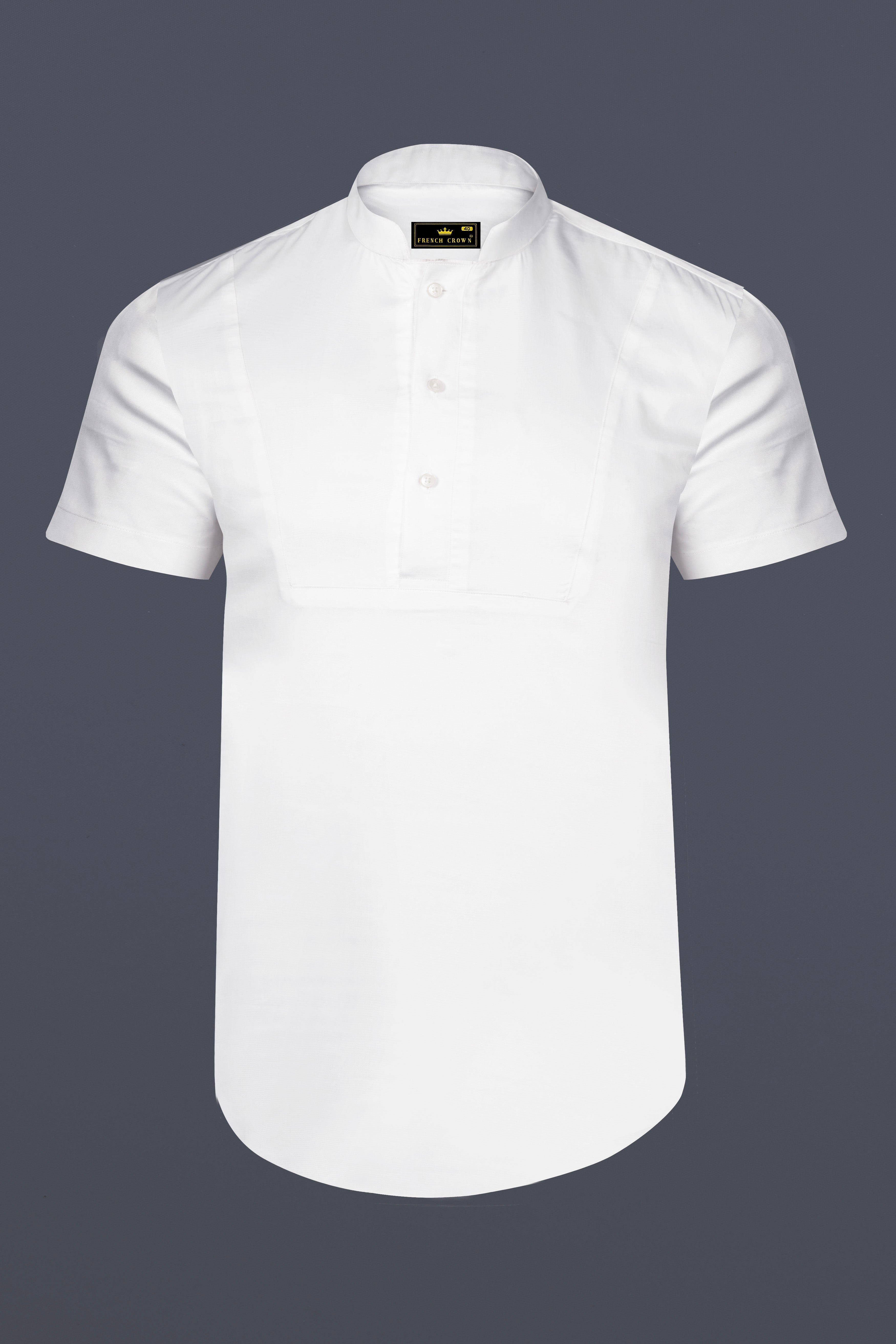 Biancoro-Bright White Subtle Sheen Super Soft Premium Cotton Casual Designer Shirt