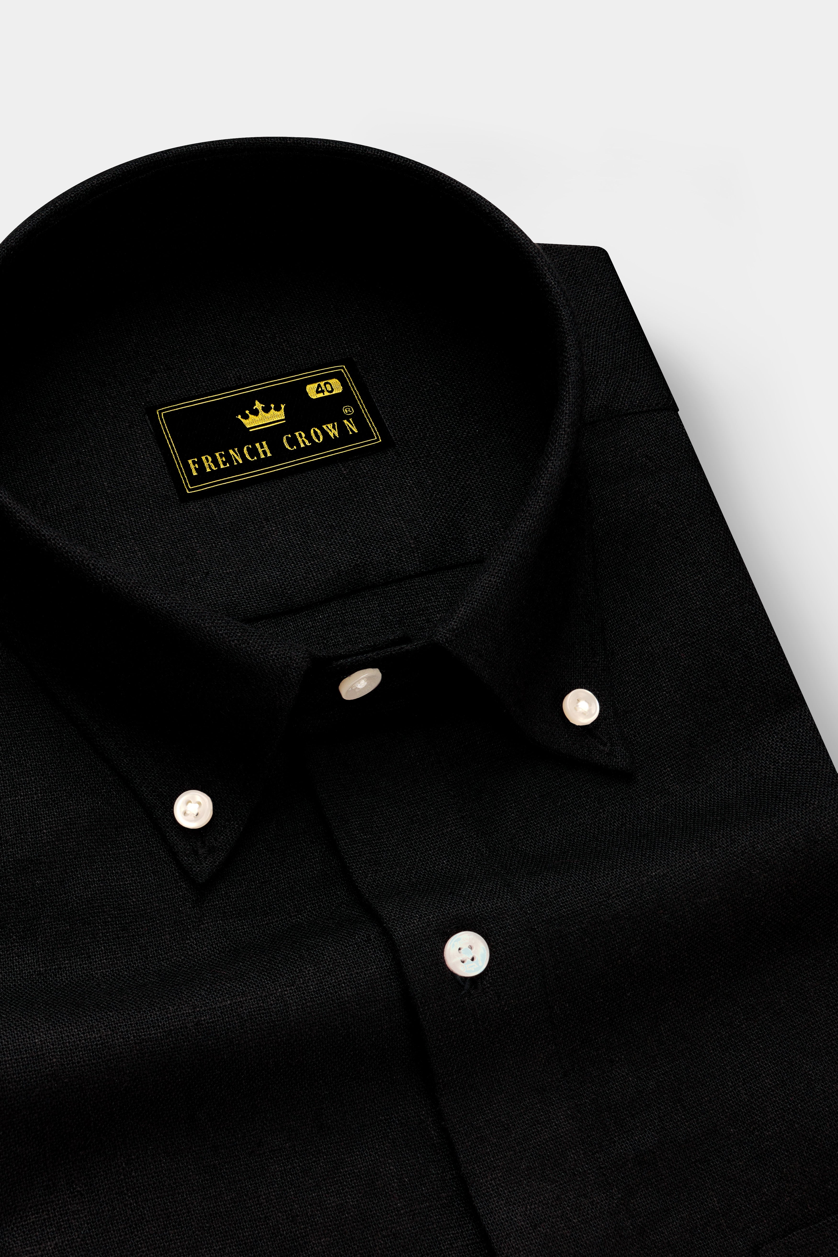 Nerjade-Jade Black Luxurious Linen Dress Shirt