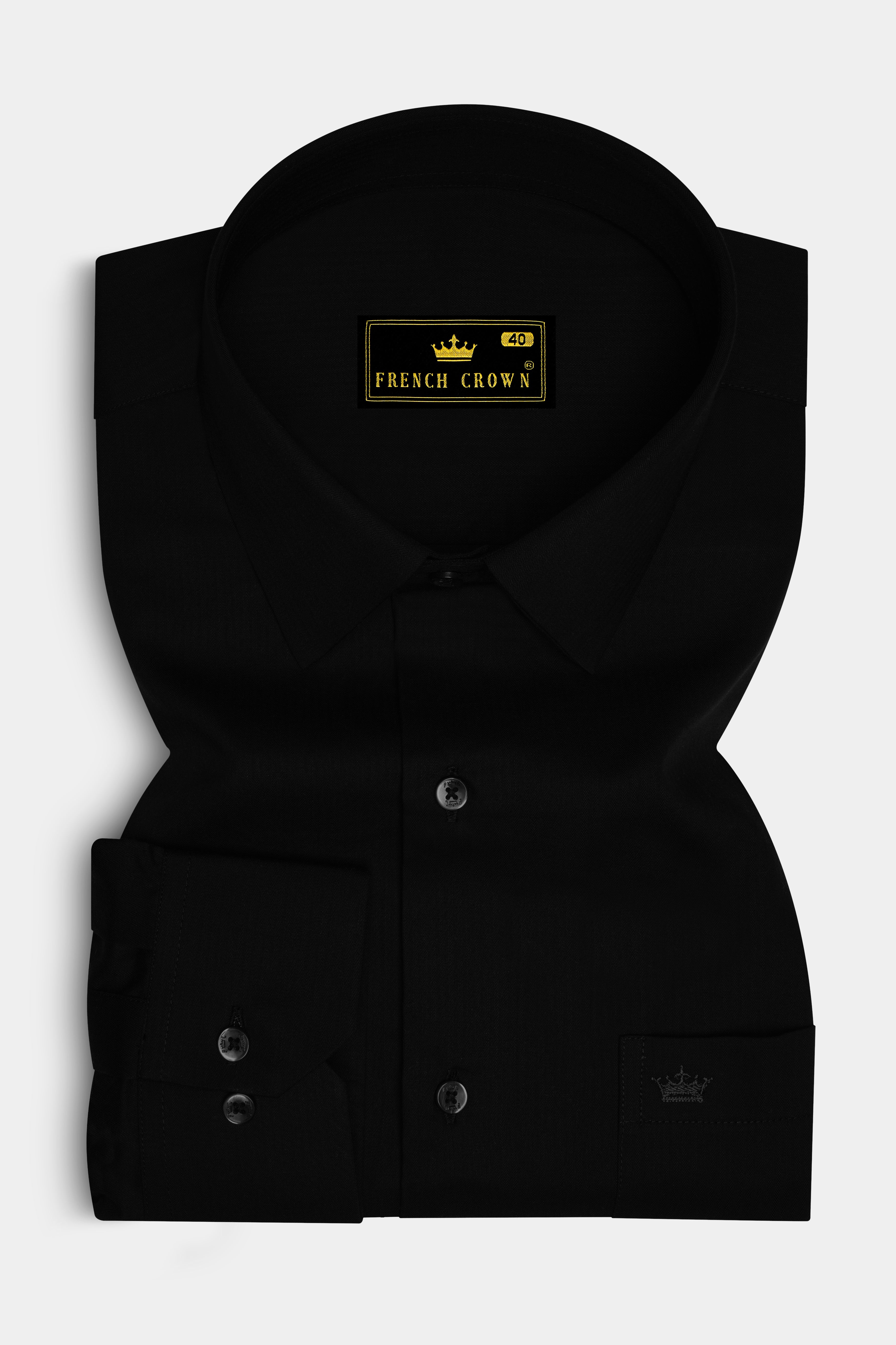 Nervaro-Jade Black Stretchable Twill Premium Cotton Dress Shirt