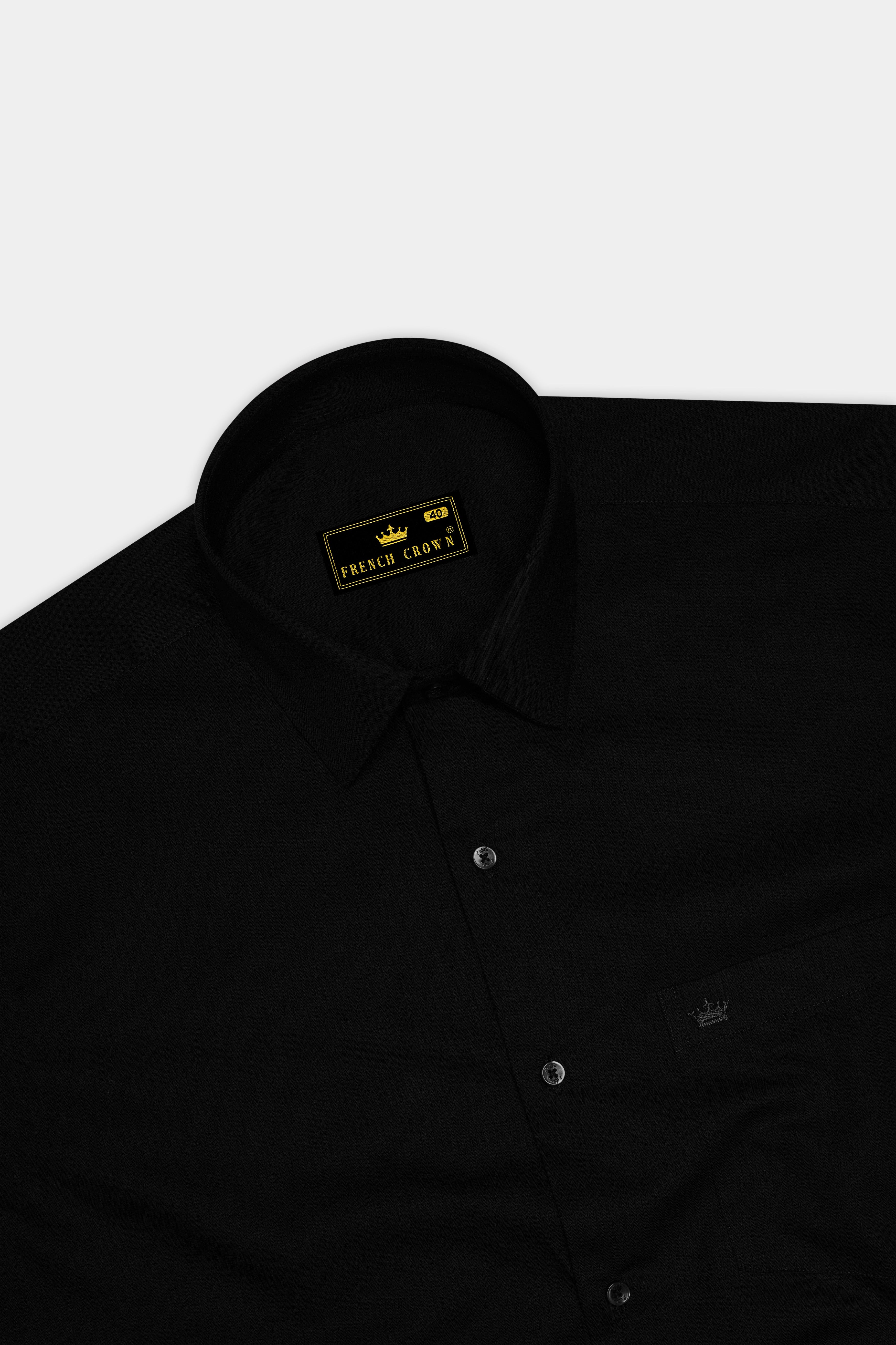 Nervaro-Jade Black Stretchable Twill Premium Cotton Dress Shirt