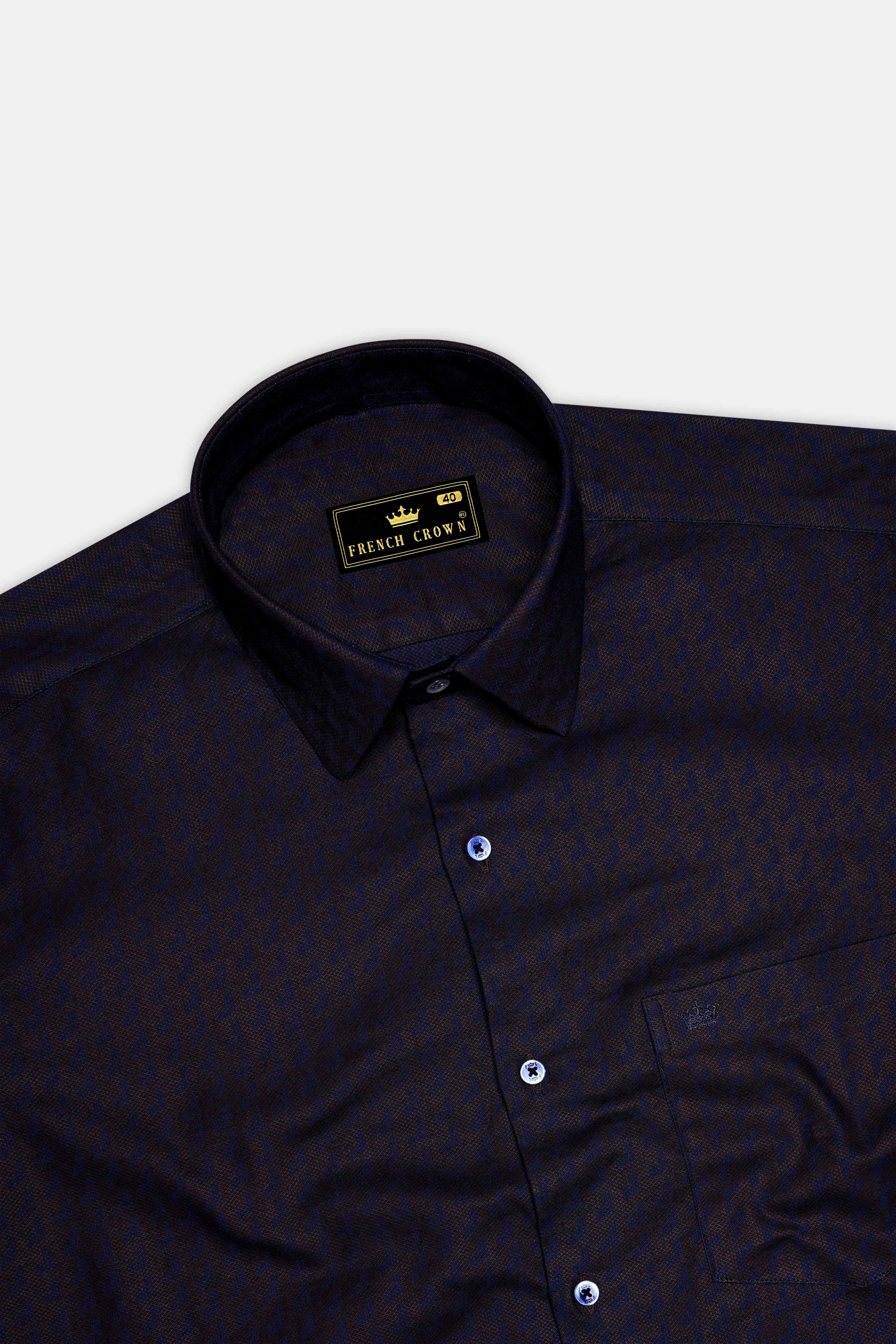 Jacnero-Ebony Blue Jacquard Textured Premium Cotton Dress Shirt