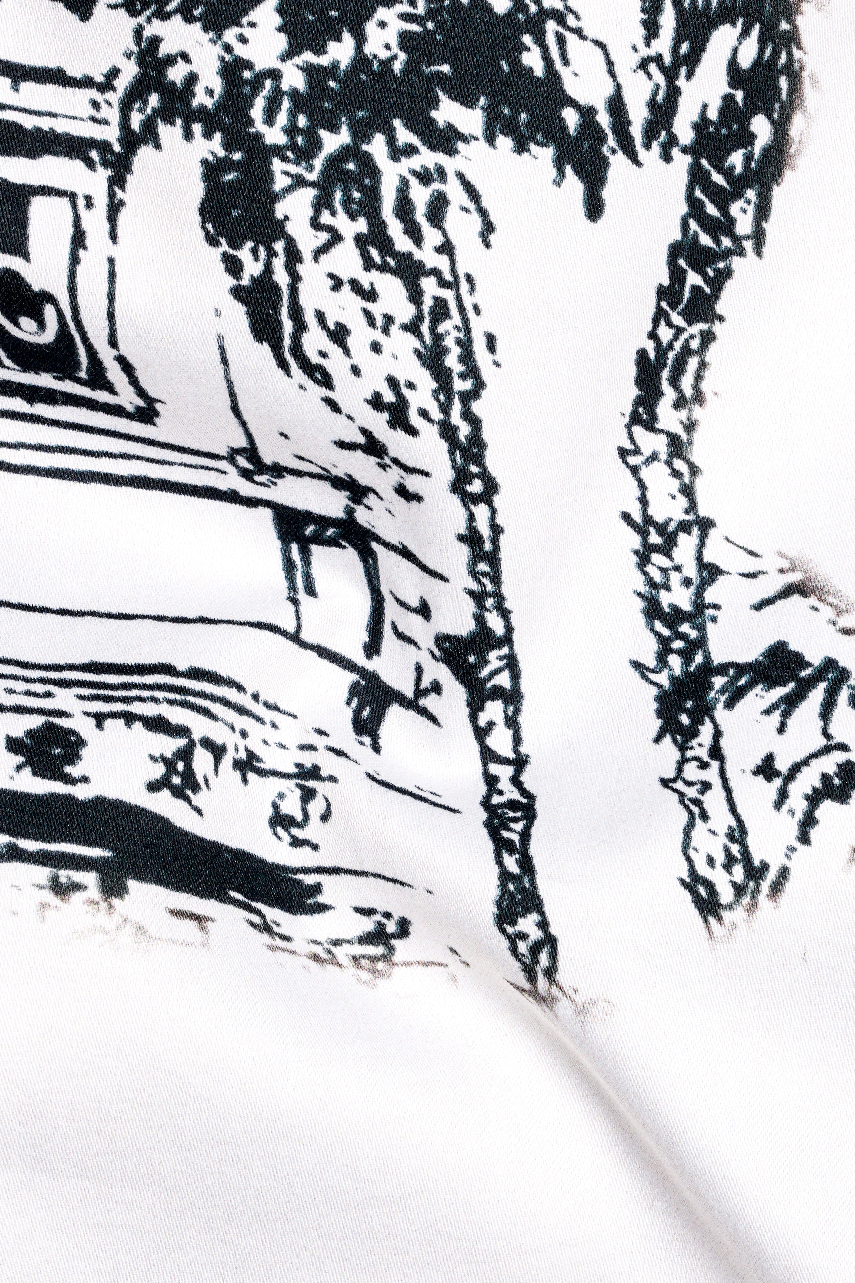 Alvoro-Bright White Printed Super Soft Premium Giza Cotton Casual Shirt