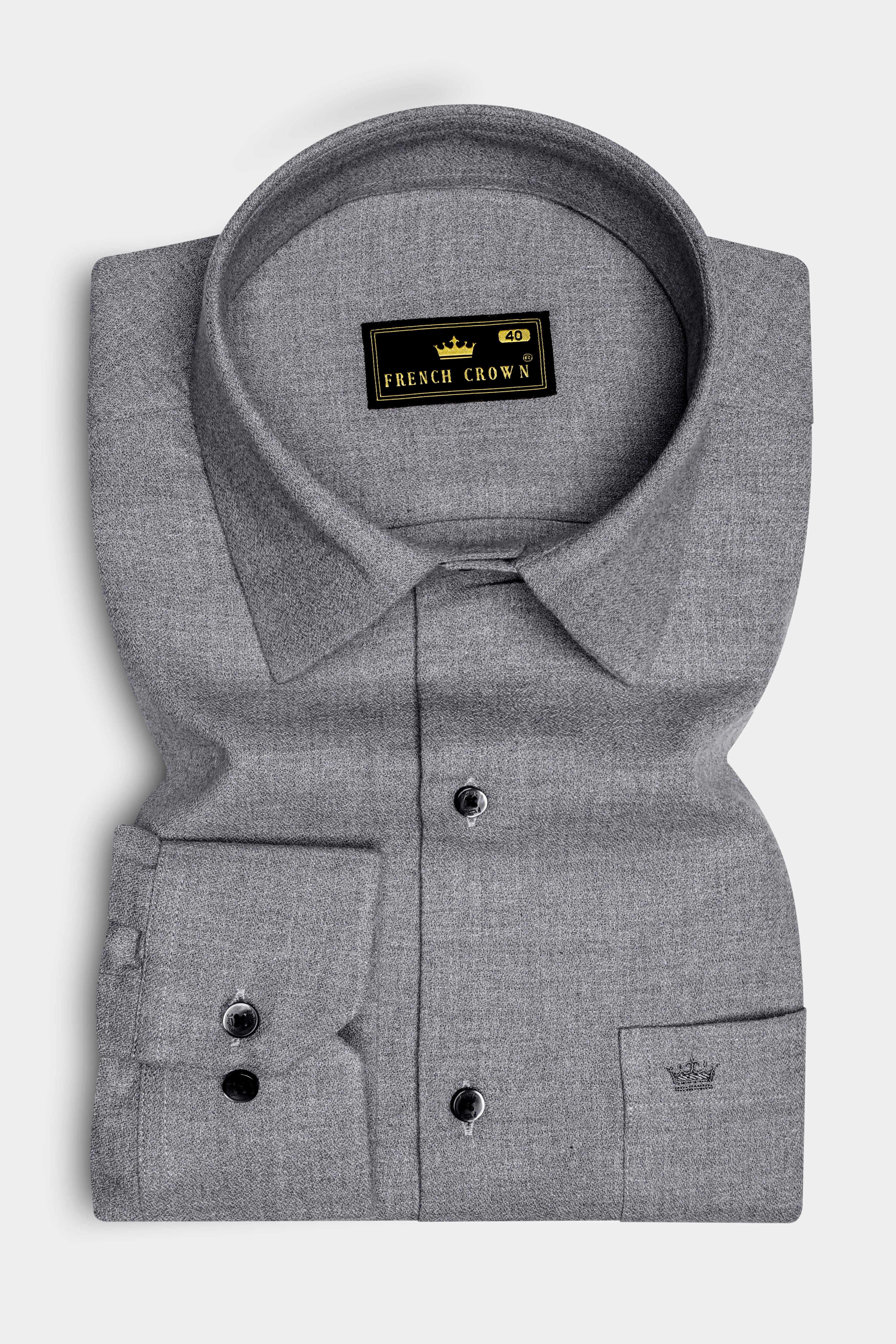 Cinerro-Gunsmoke Gray Dobby Textured Super Soft Premium Cotton Dress Shirt