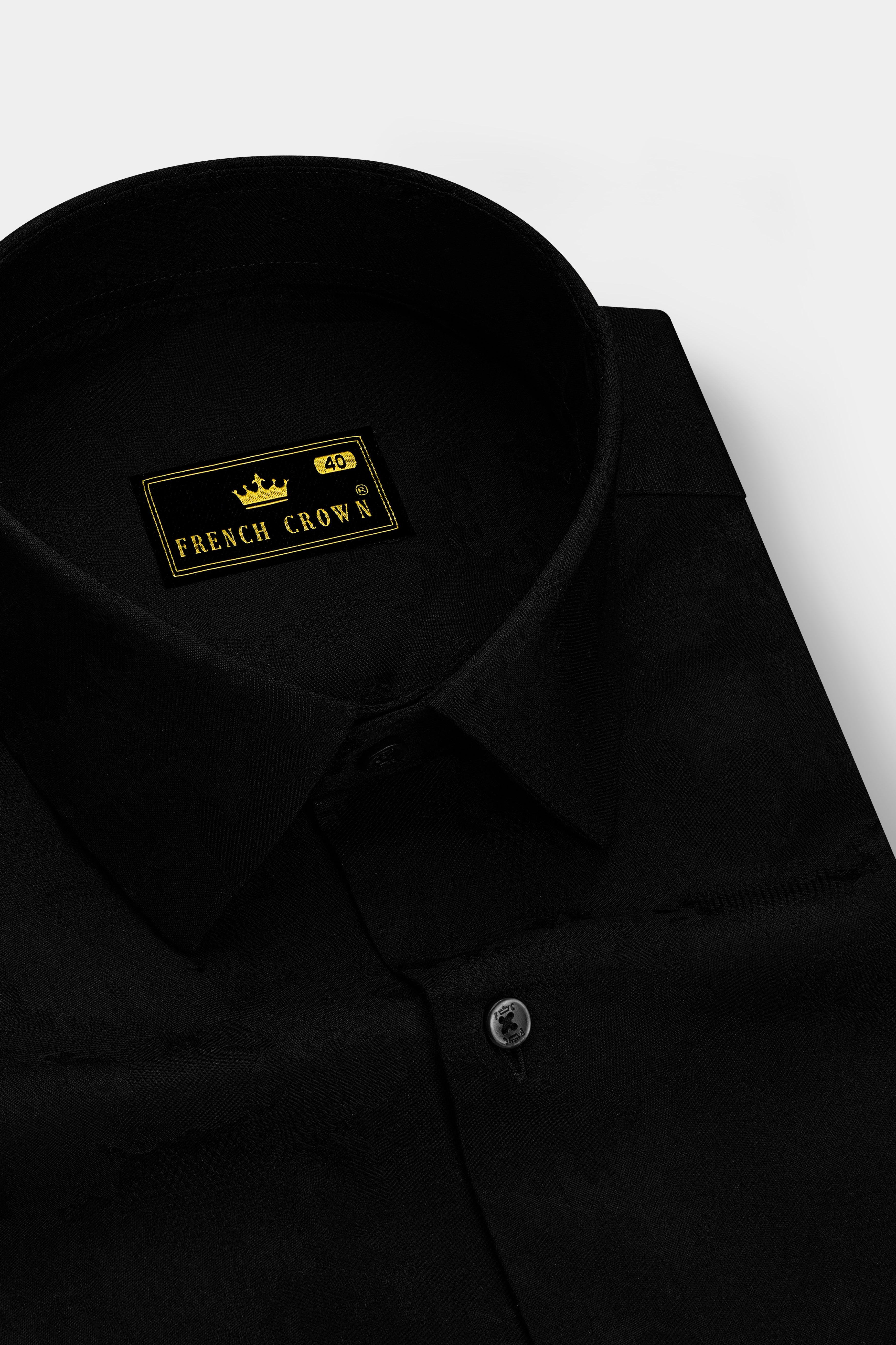 Tenebro-Jade black Jacquard Textured Premium Cotton Dress Shirt