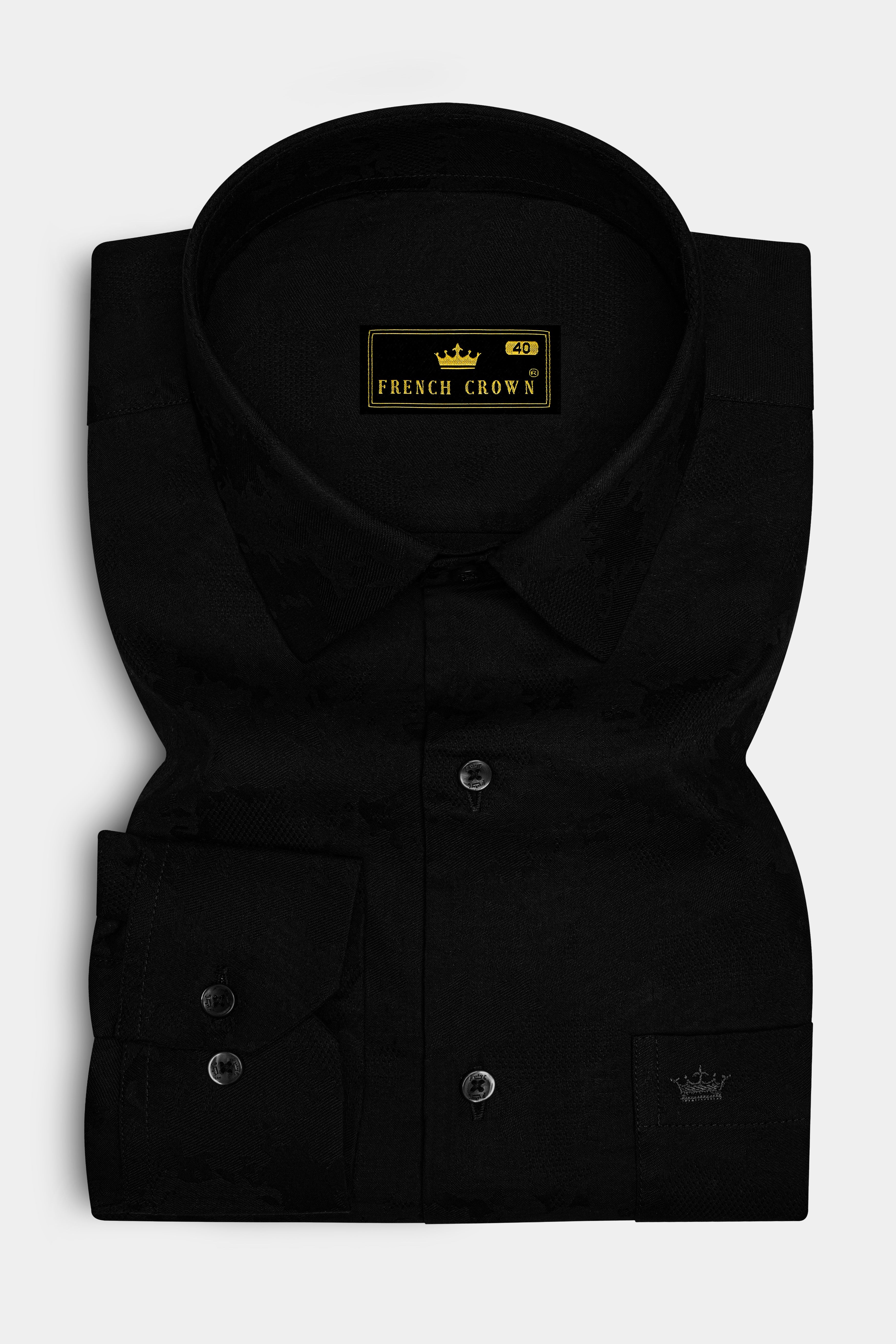 Tenebro-Jade black Jacquard Textured Premium Cotton Dress Shirt