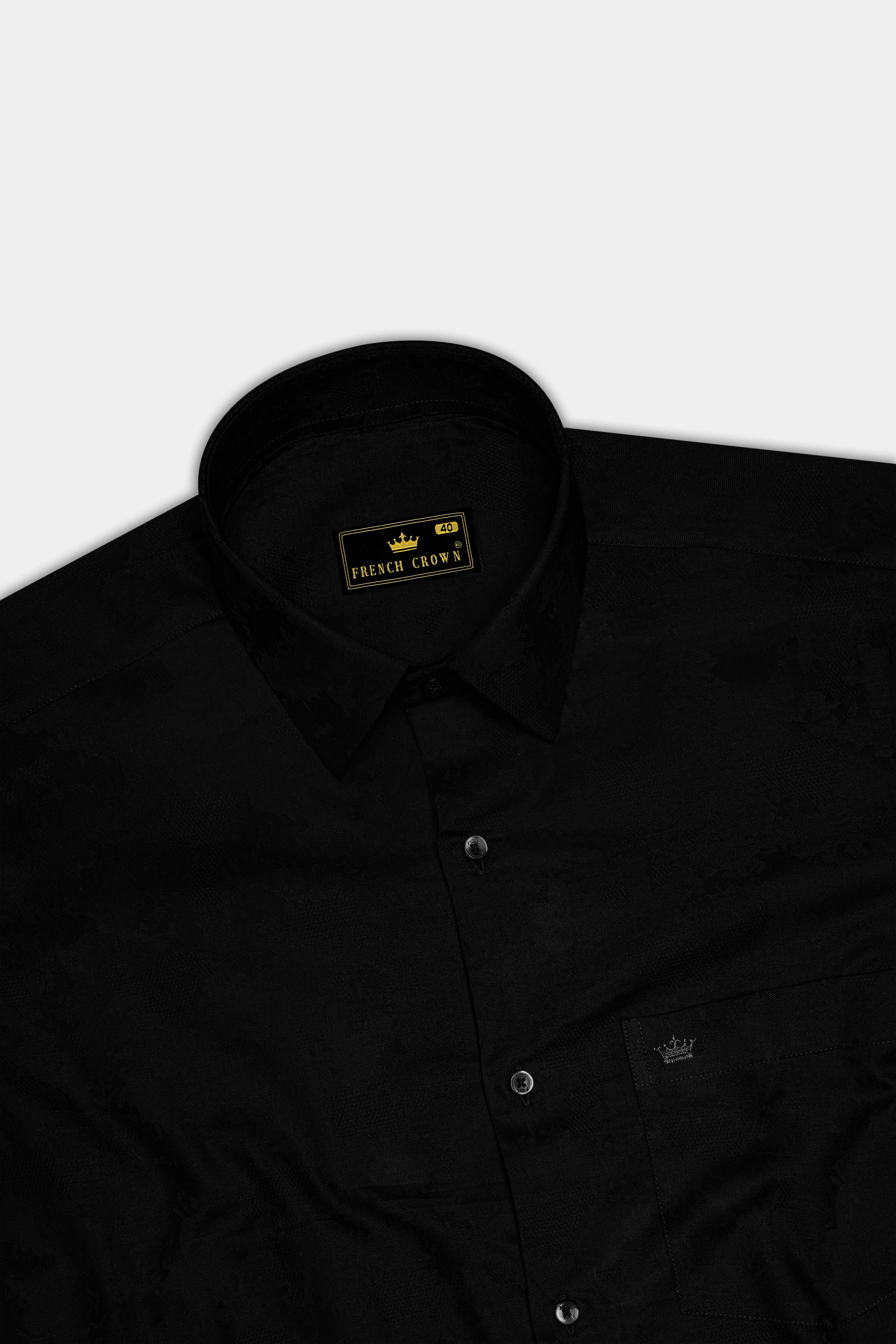 Tenebro-Jade black Jacquard Textured Premium Cotton Dress Shirt