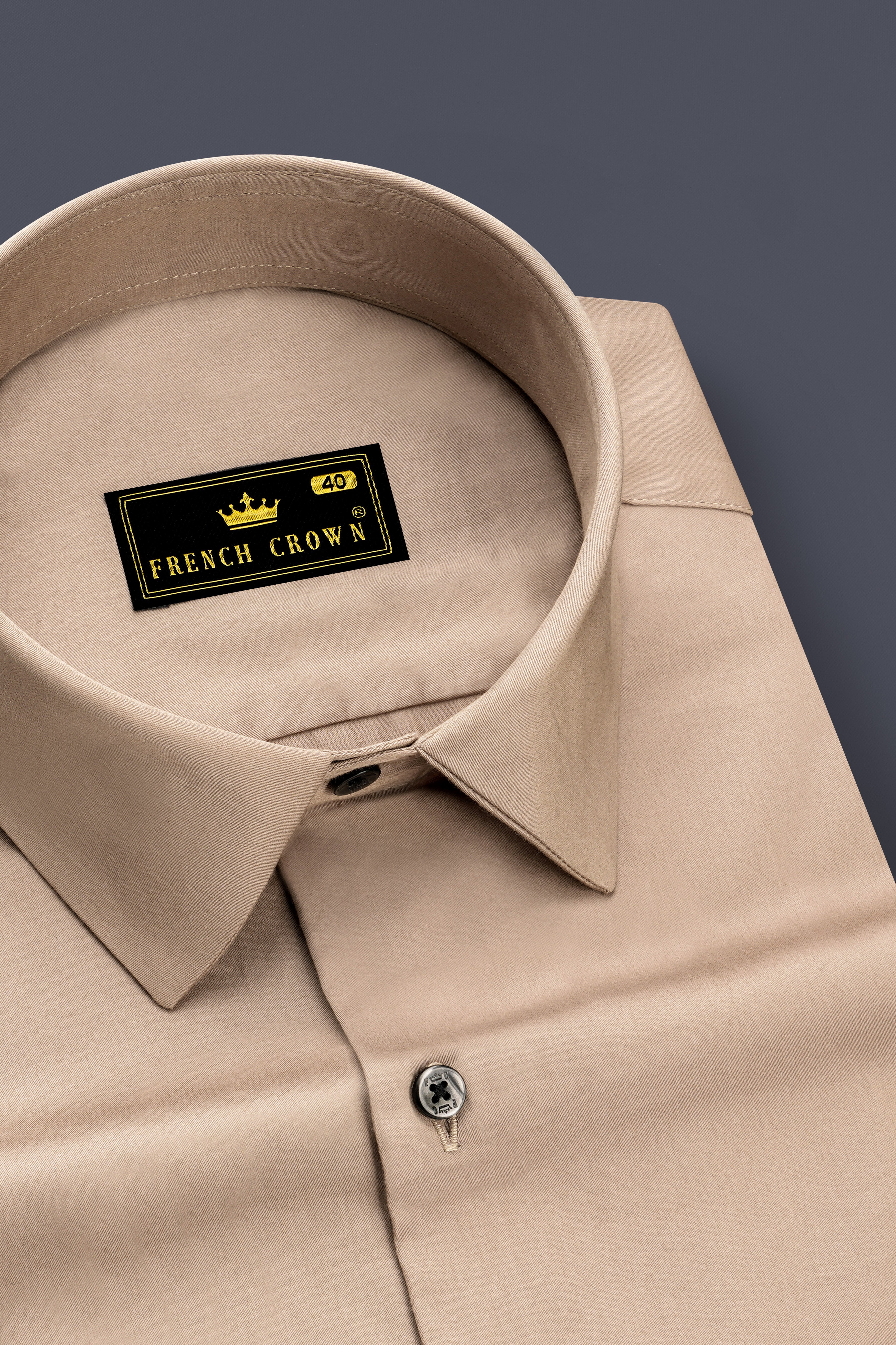 Arenzo-Quicksand Brown Subtle Sheen Super Soft Premium Cotton Dress Shirt