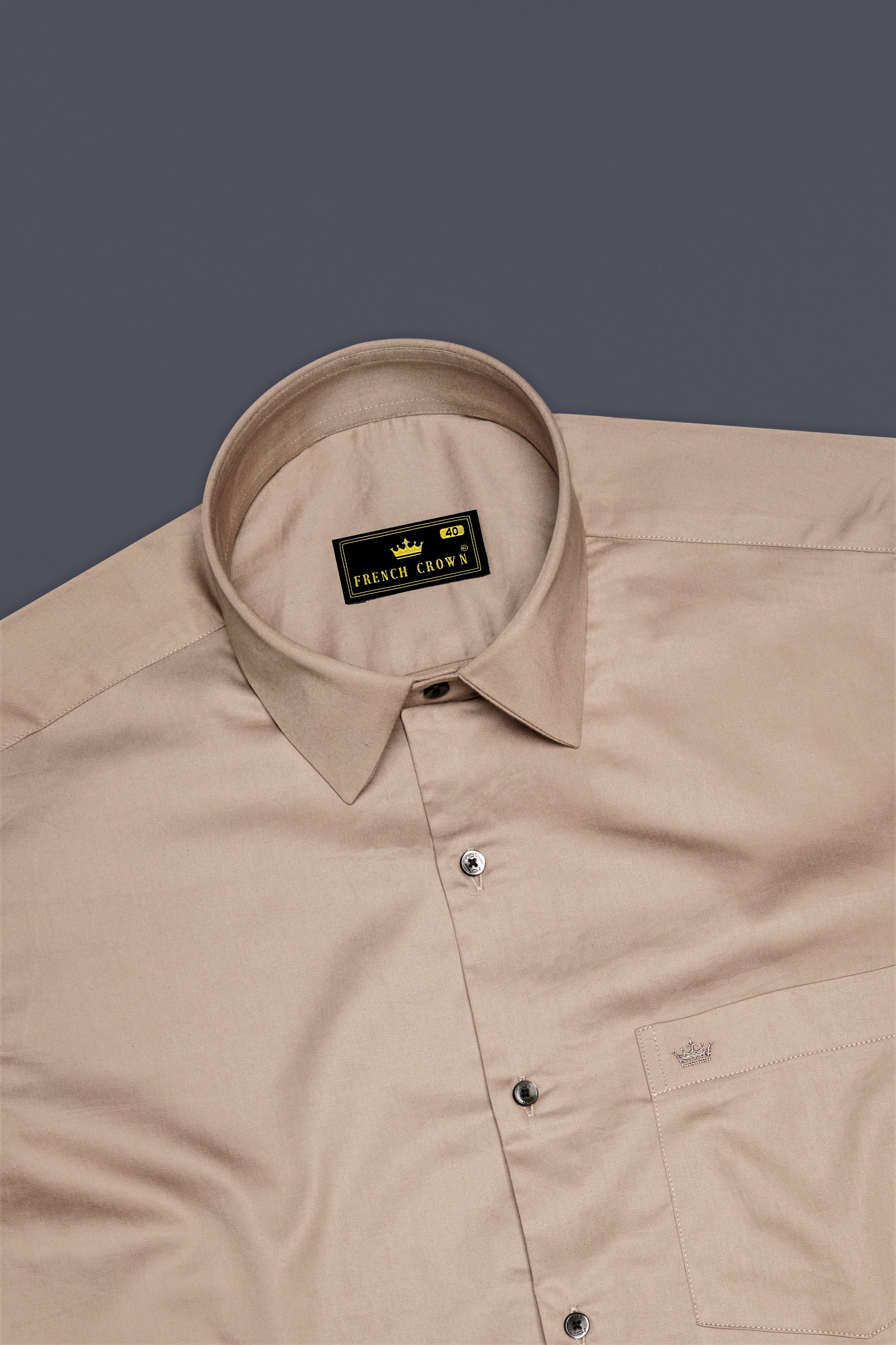 Arenzo-Quicksand Brown Subtle Sheen Super Soft Premium Cotton Dress Shirt