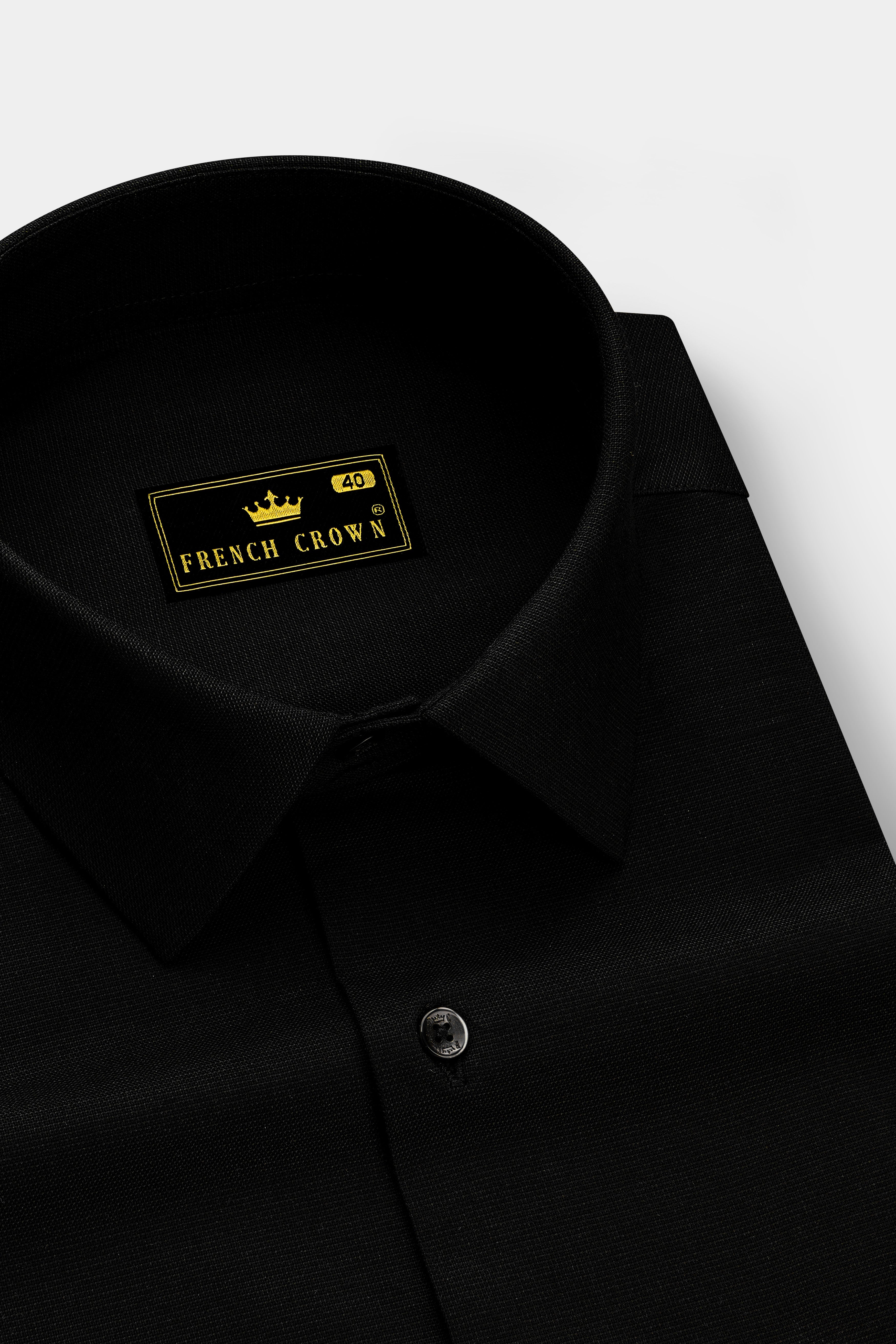 Velnero-Jade black Dobby Textured Super Soft Premium Cotton Dress Shirt