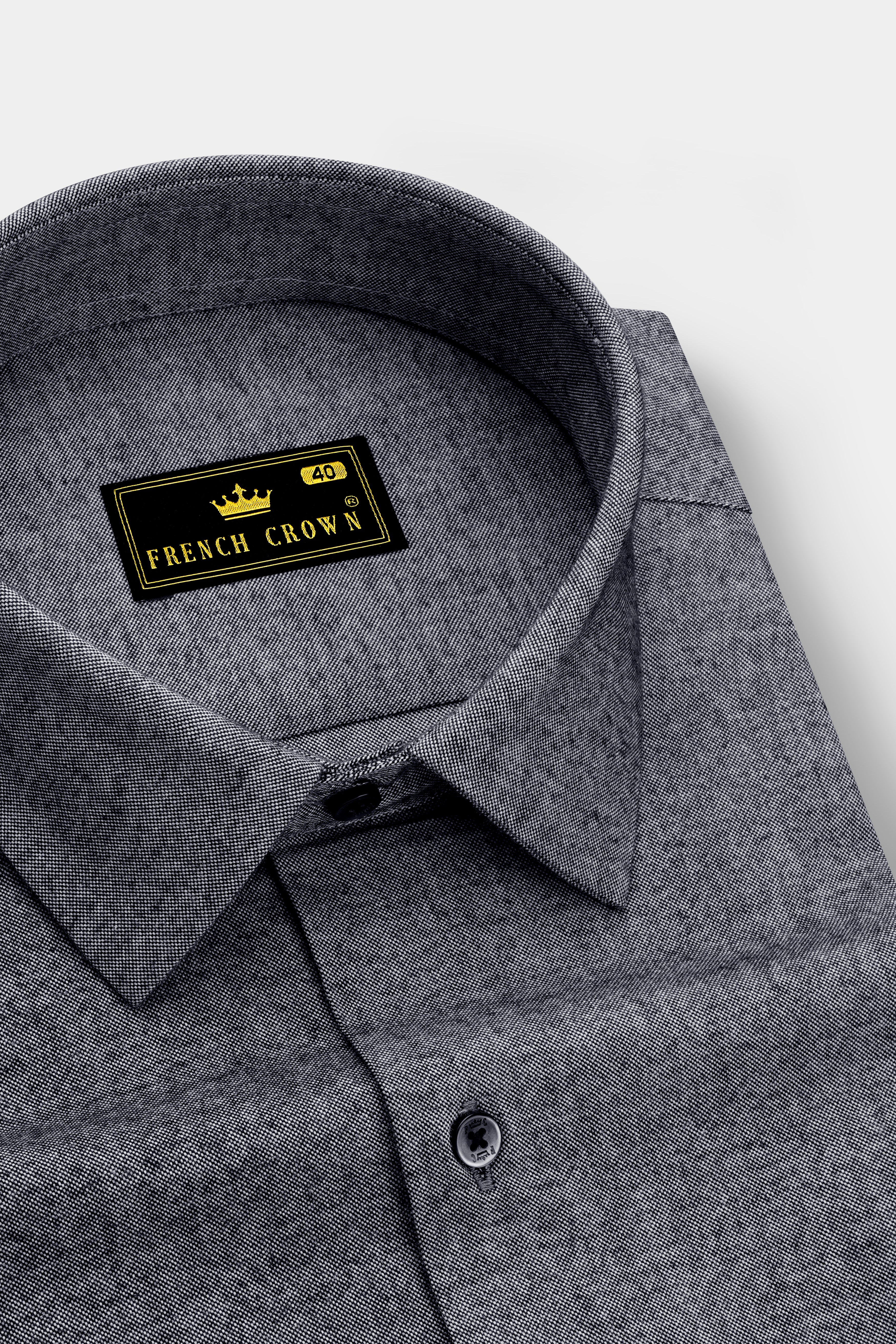 Argento-Monsoon Gray Textured Heavy Weight Oxford Premium Cotton Dress Shirt