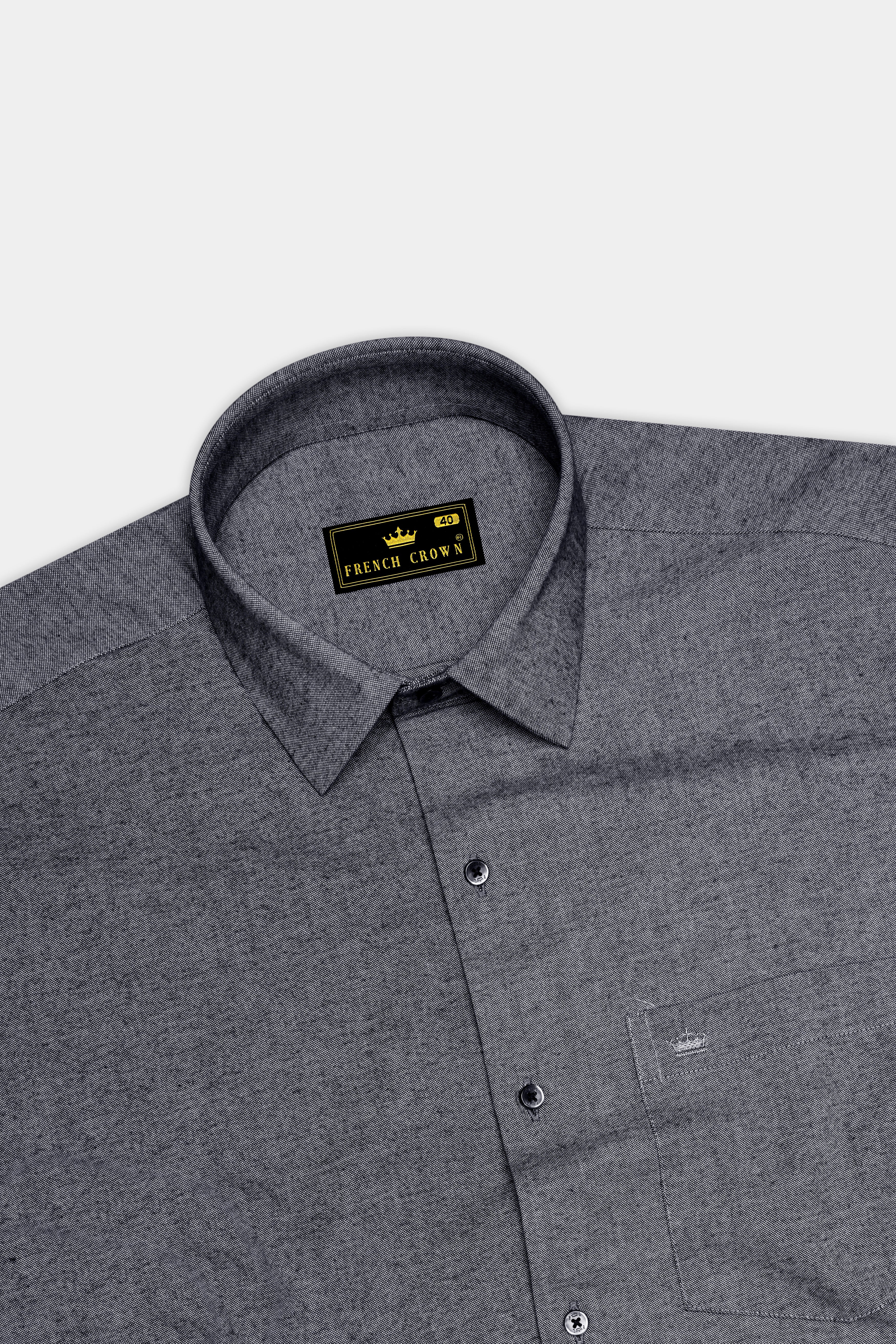 Argento-Monsoon Gray Textured Heavy Weight Oxford Premium Cotton Dress Shirt