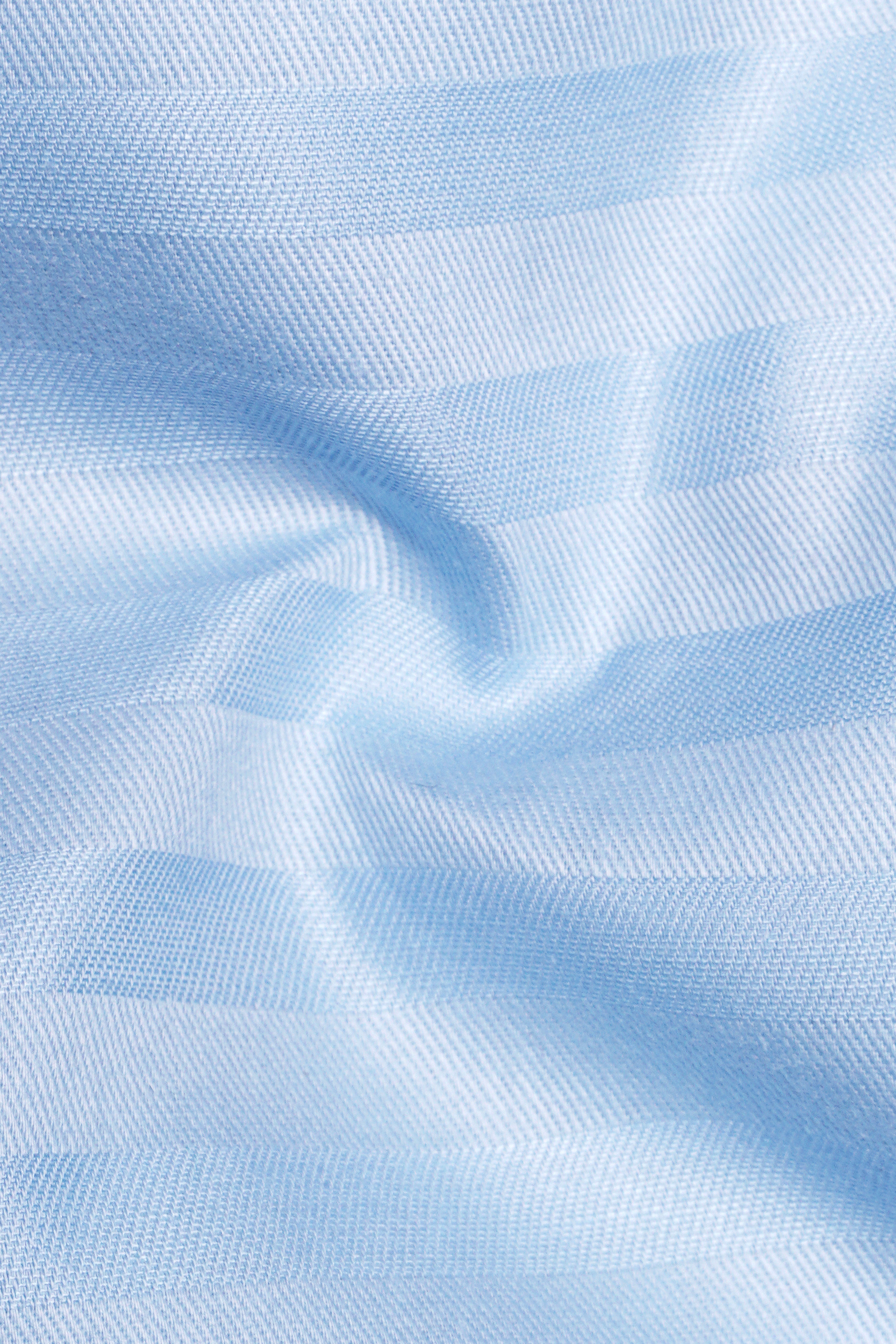 Monzaro-Moonstone Blue Horizontal Striped Jacquard Premium Cotton Dress Shirt