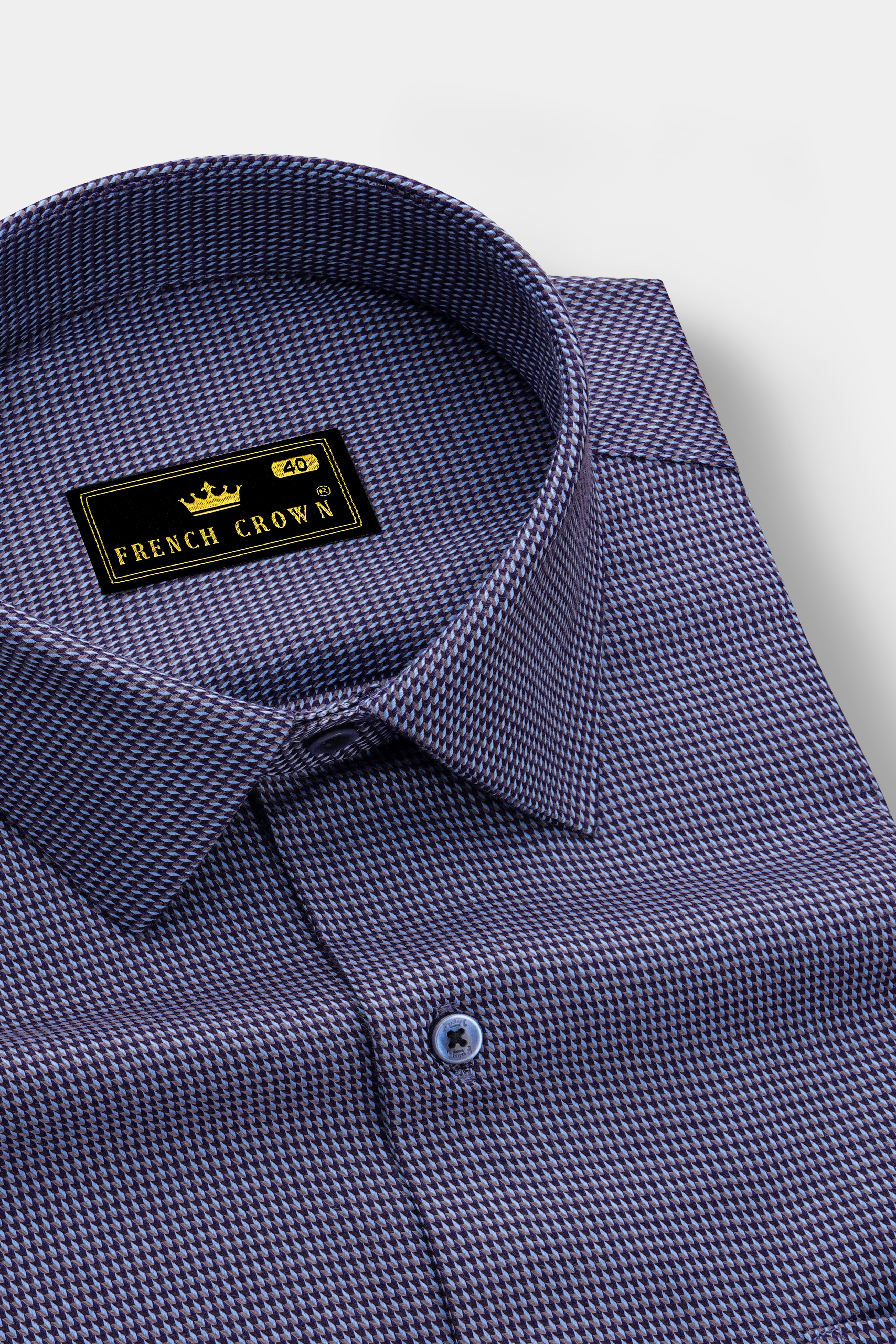 Noctaro-Ebony Blue Dobby Textured Super Soft Premium Cotton Dress Shirt