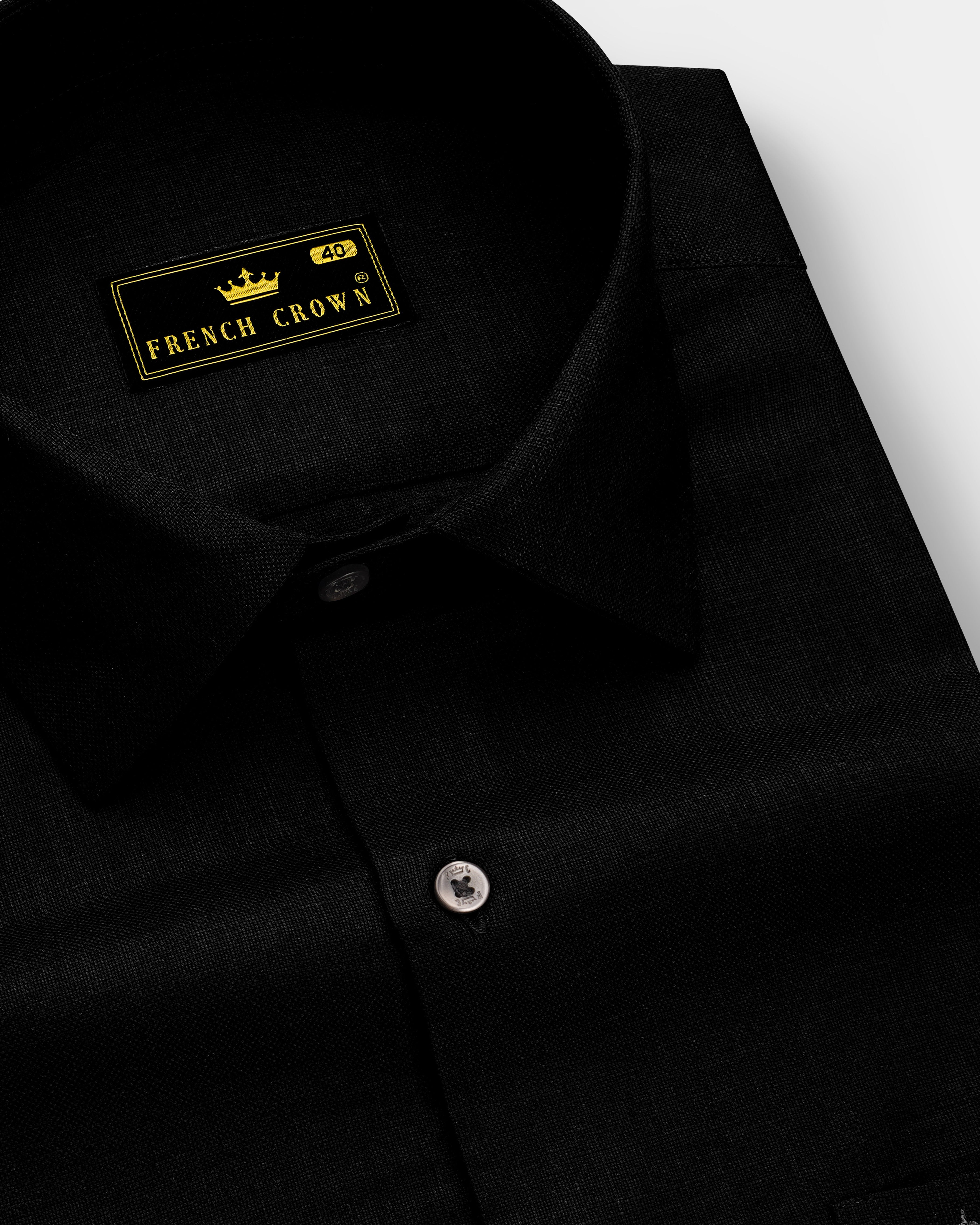 Velnero-Jade Black Luxurious Linen Dress Shirt