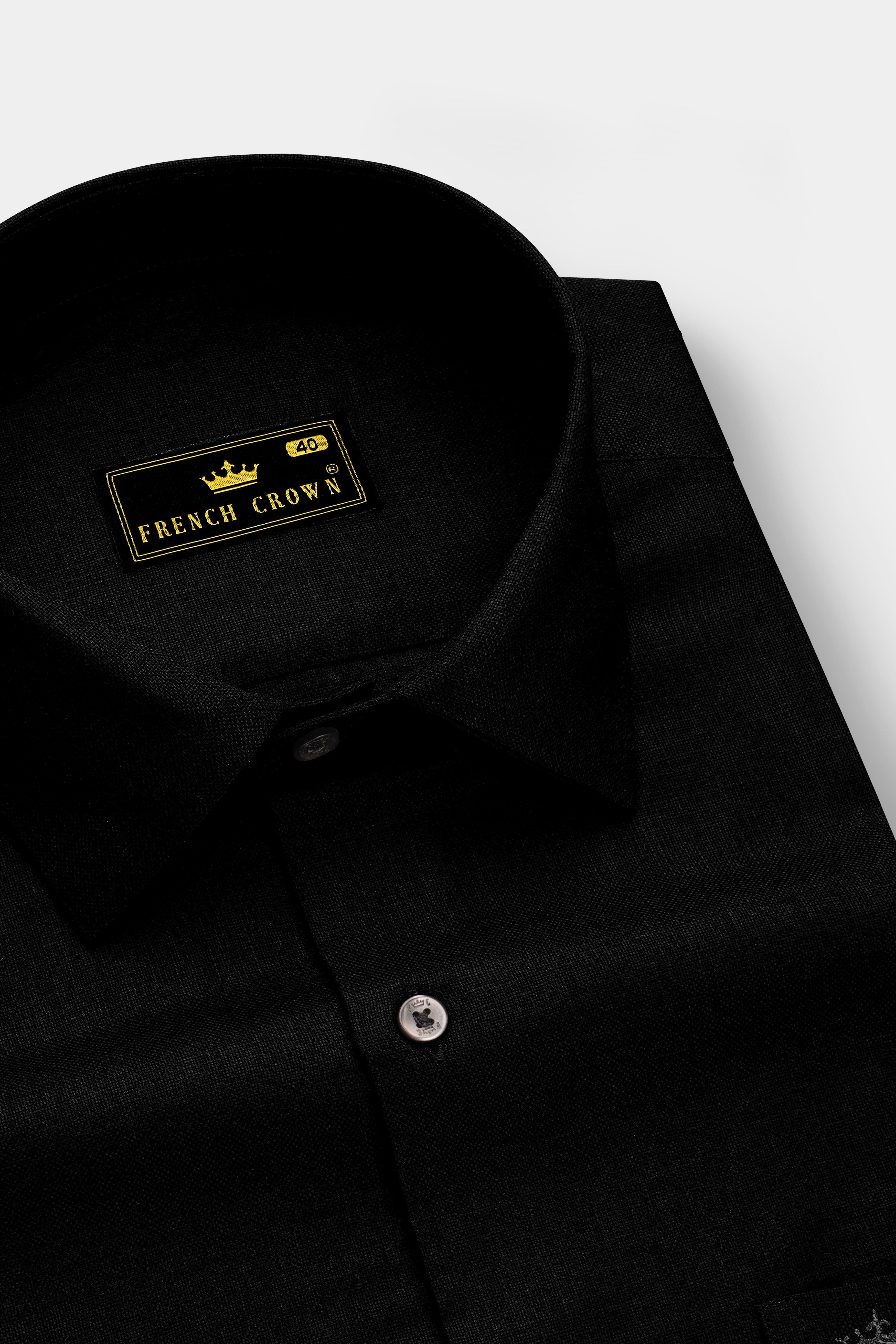 Velnero-Jade Black Luxurious Linen Dress Shirt