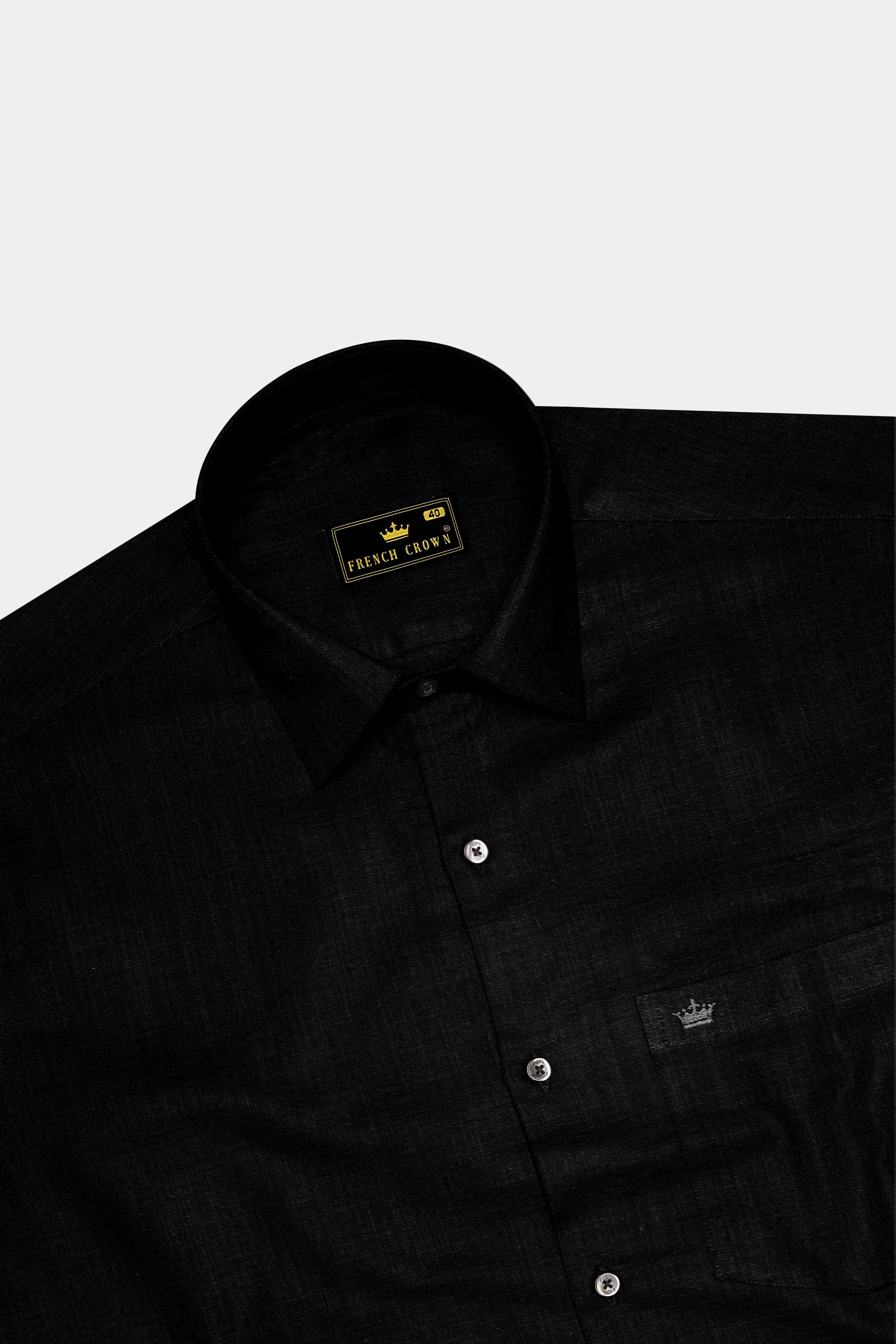 Velnero-Jade Black Luxurious Linen Dress Shirt