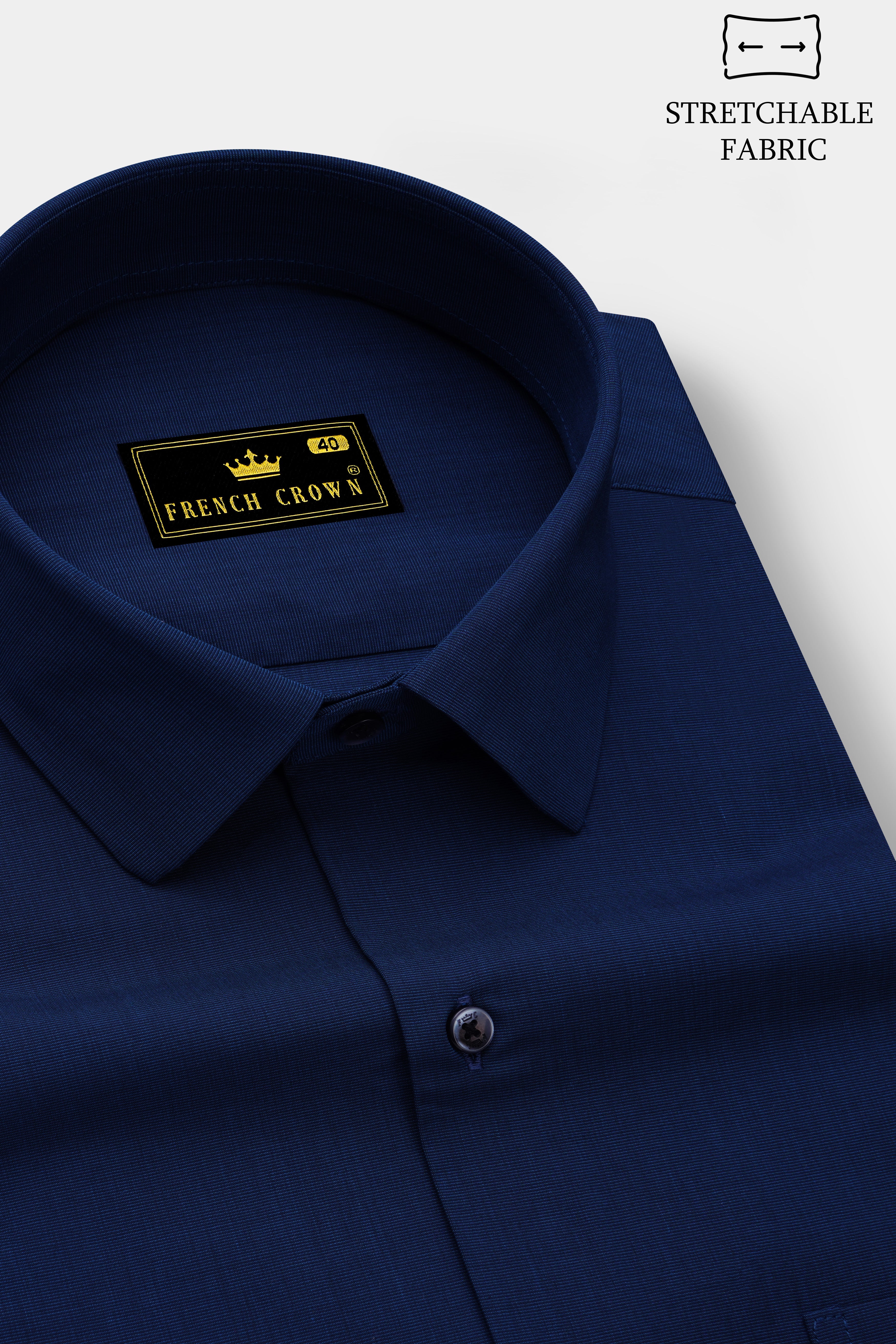 Chamvoro-Mirage Blue Stretchable Chambray Premium Cotton Dress Shirt