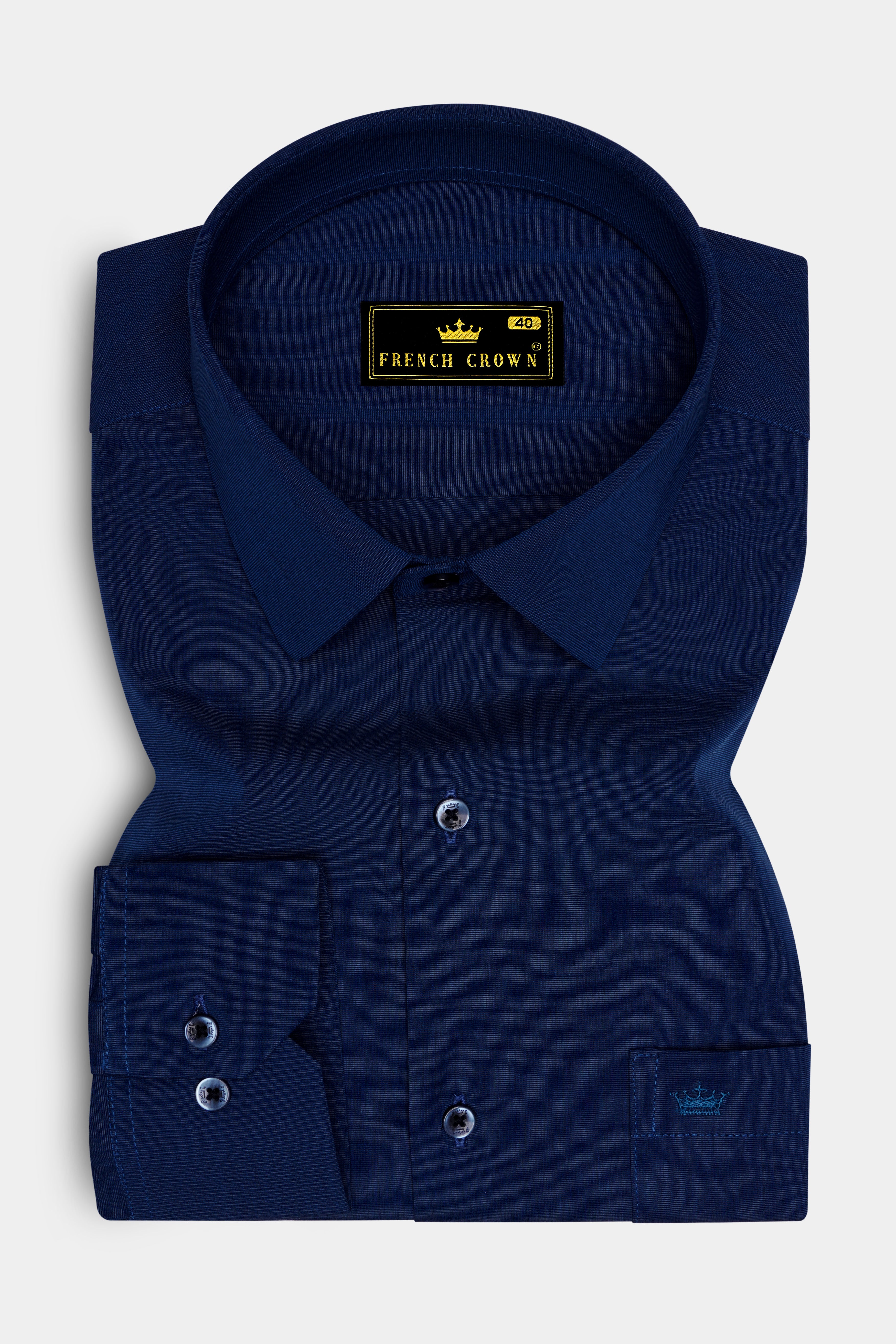 Chamvoro-Mirage Blue Stretchable Chambray Premium Cotton Dress Shirt