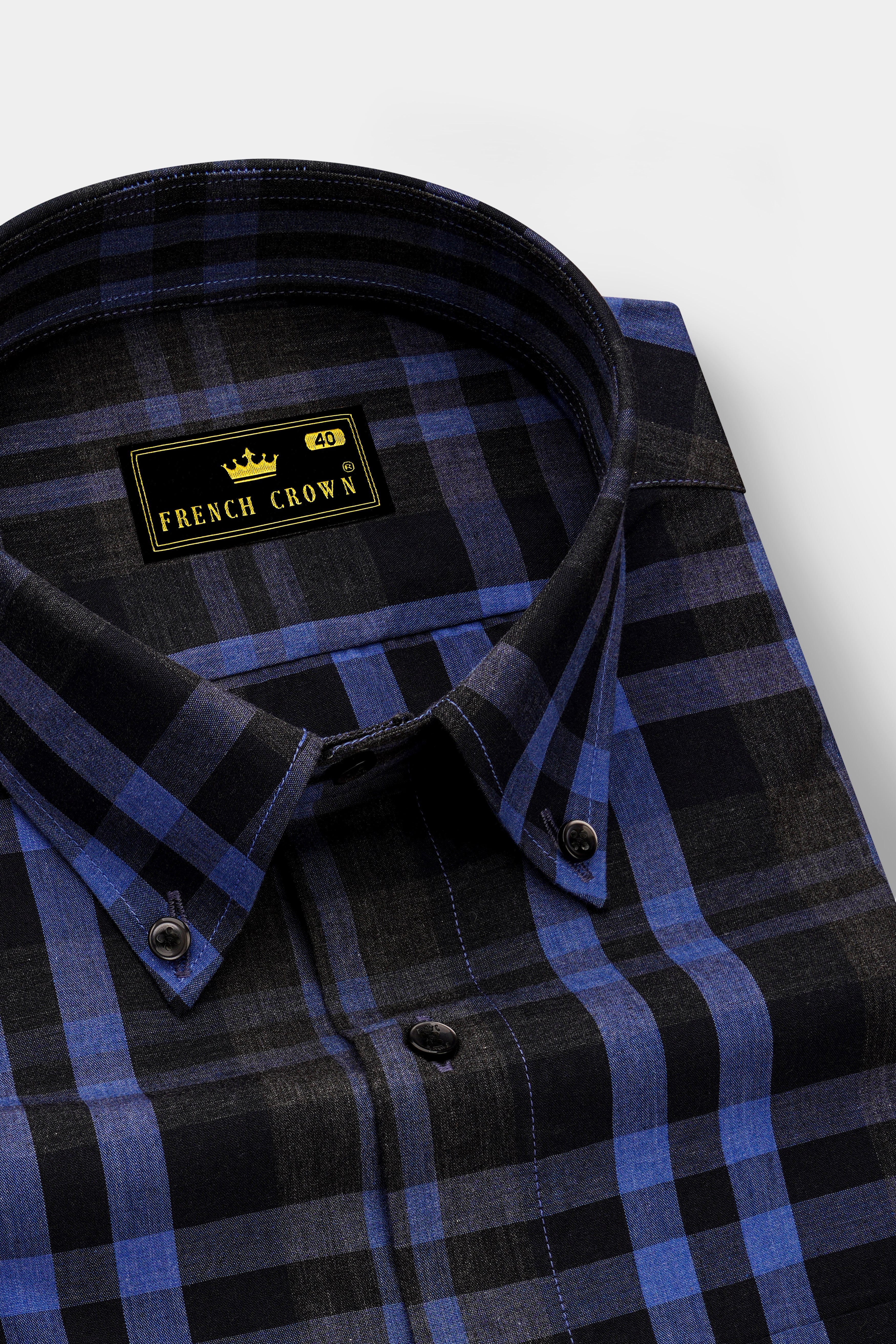 Blunero-Scampi Blue And Jade Black Super Soft Premium Cotton Semi Formal Shirt