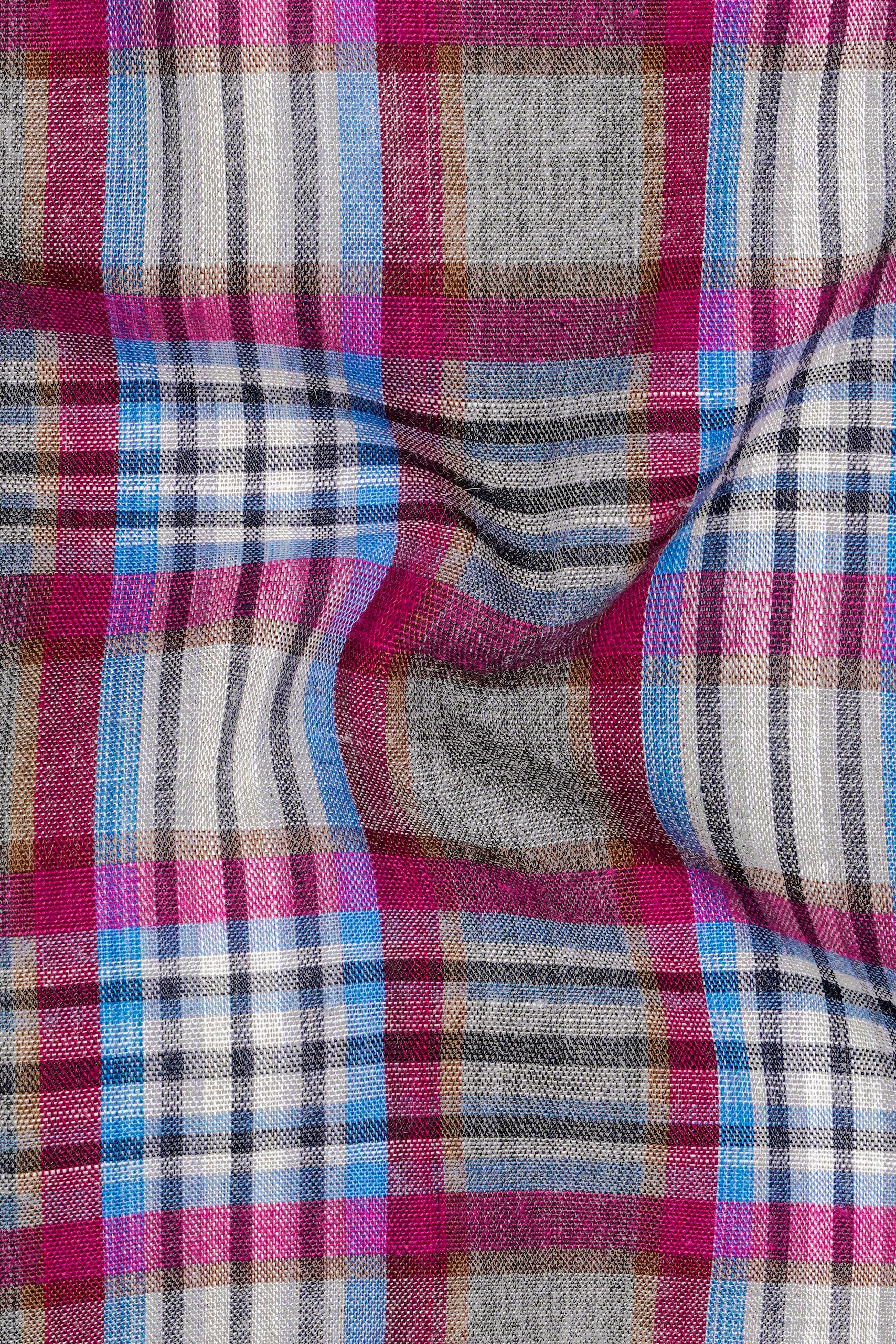 Umbrora-Cloudy Gray And Jazzberry Pink Plaid Super Soft Premium Cotton Semi Formal Shirt