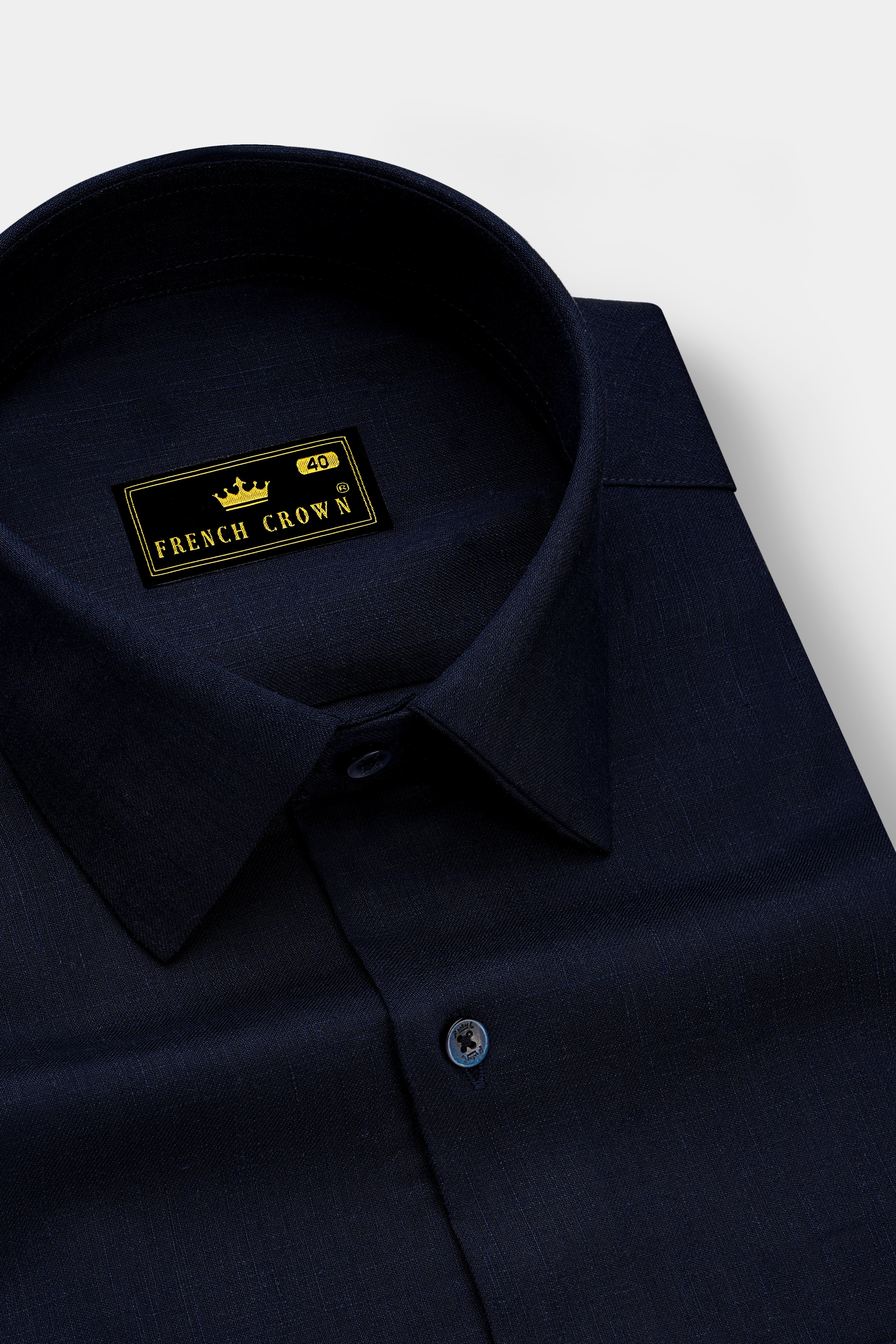 Azurven-Cinder Blue Luxurious Linen Dress Shirt