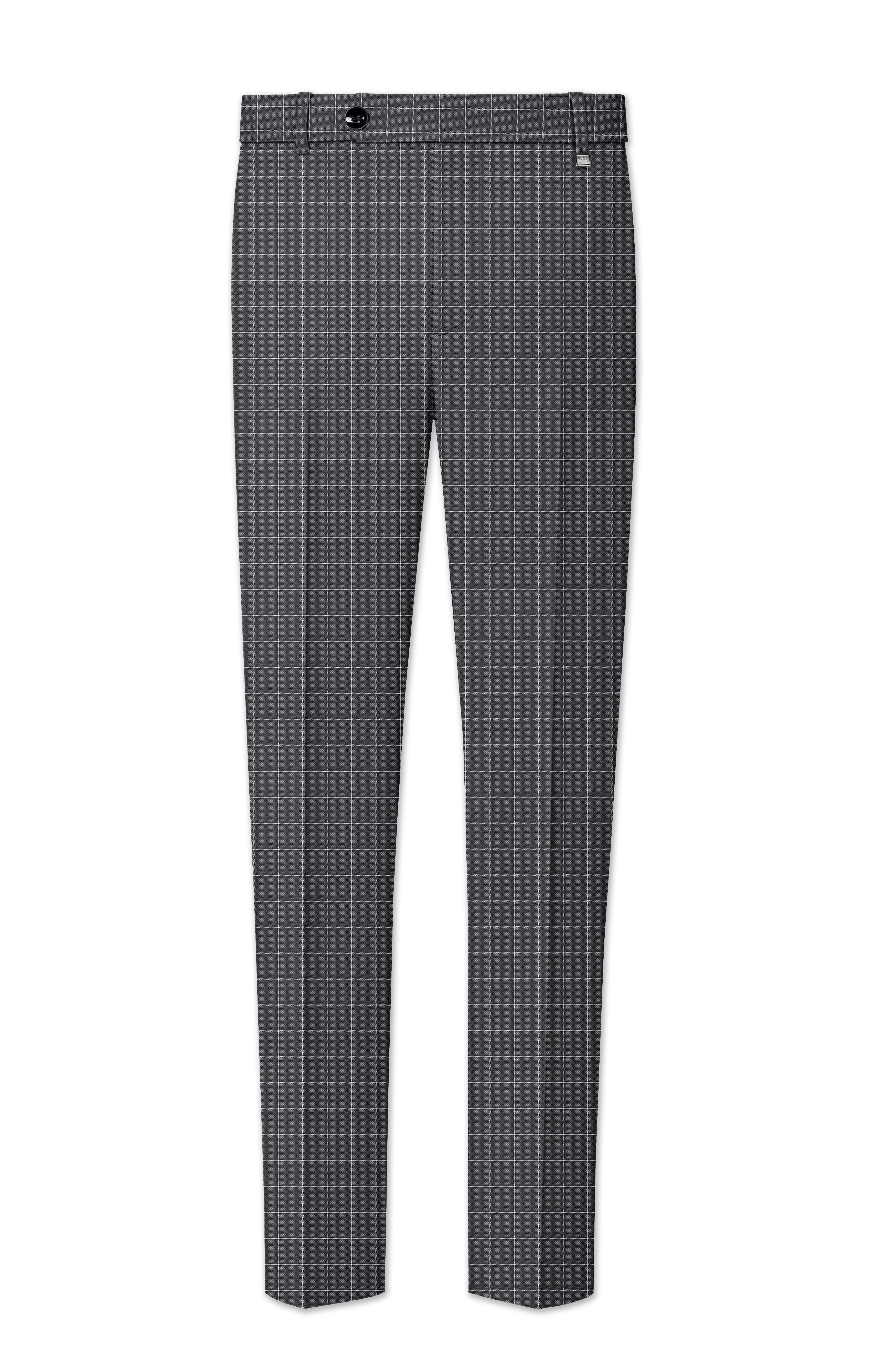 Mortar Gray Checkered Cross Placket Bandhgala Suit