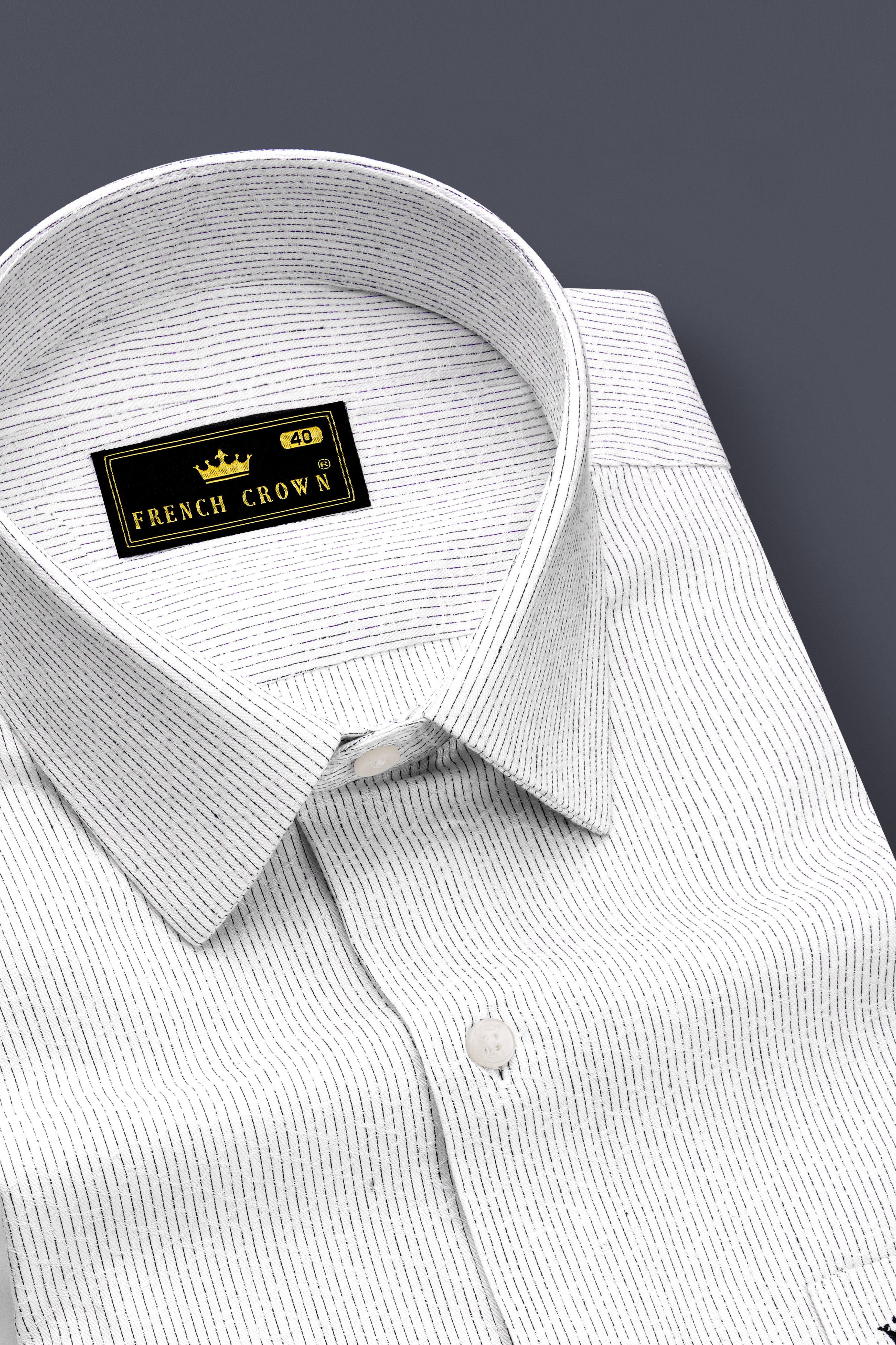 Alvesso-Bright White Pin Striped Dobby Textured Premium Giza Cotton Dress Shirt