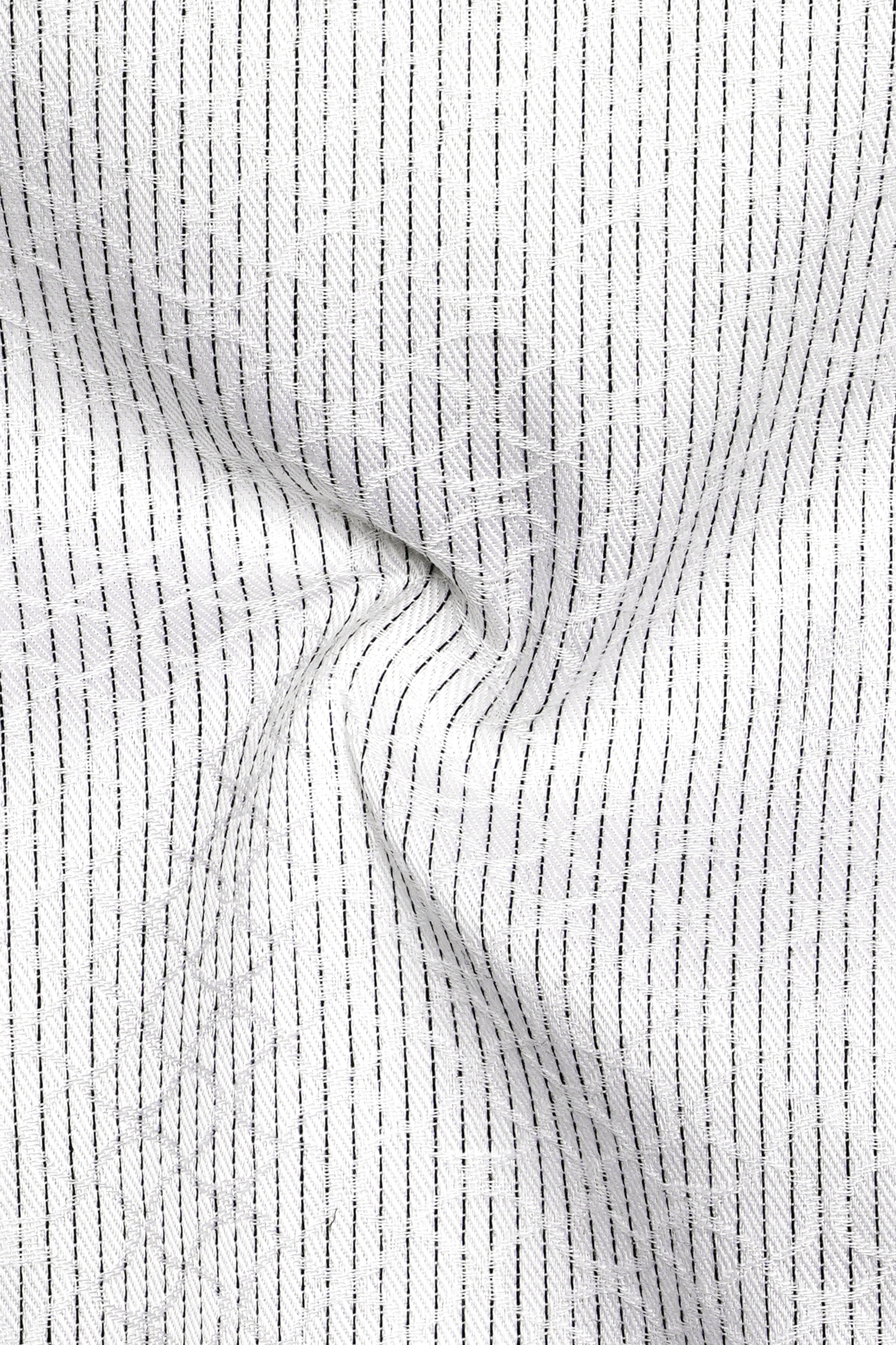 Alvesso-Bright White Pin Striped Dobby Textured Premium Giza Cotton Dress Shirt