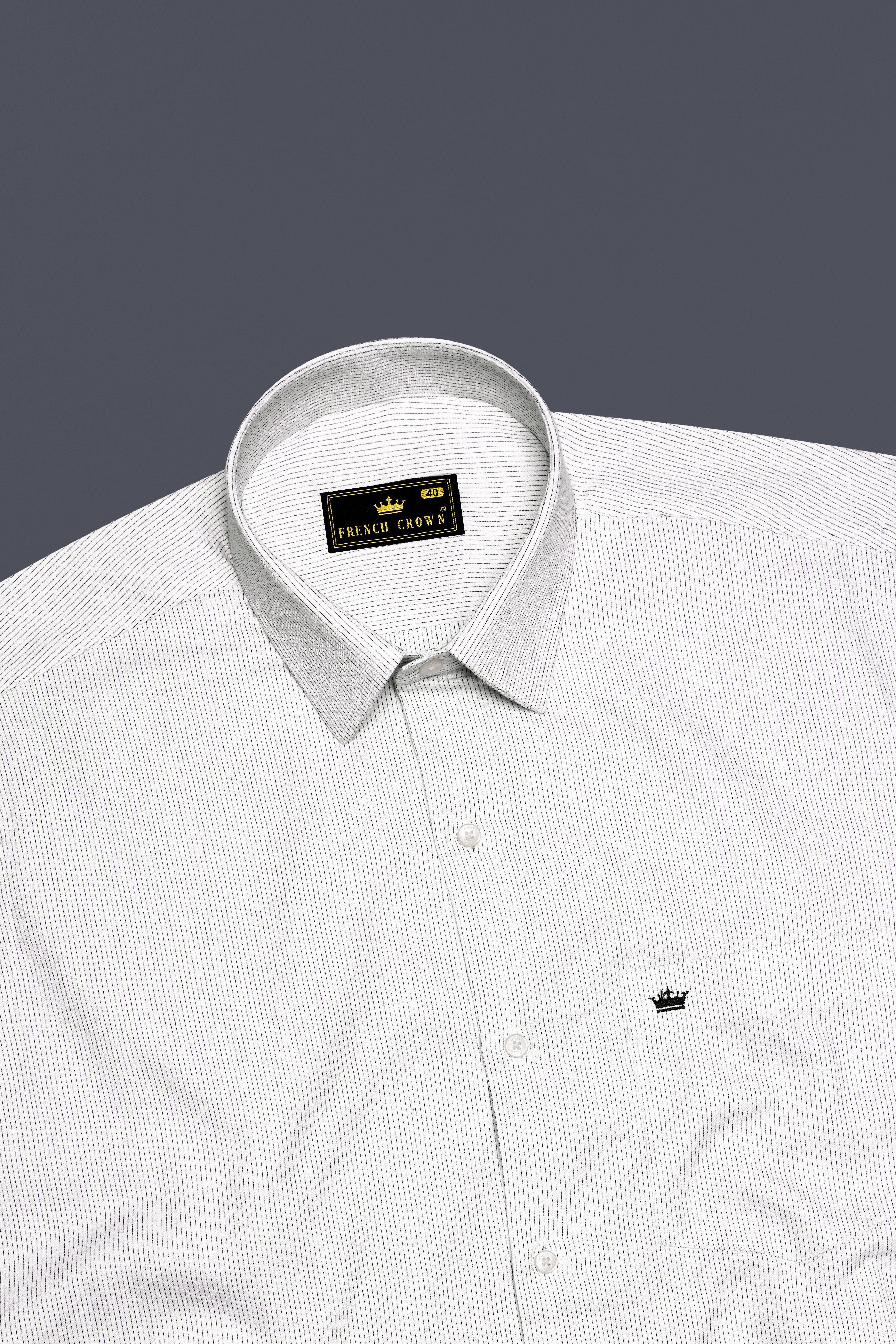 Alvesso-Bright White Pin Striped Dobby Textured Premium Giza Cotton Dress Shirt