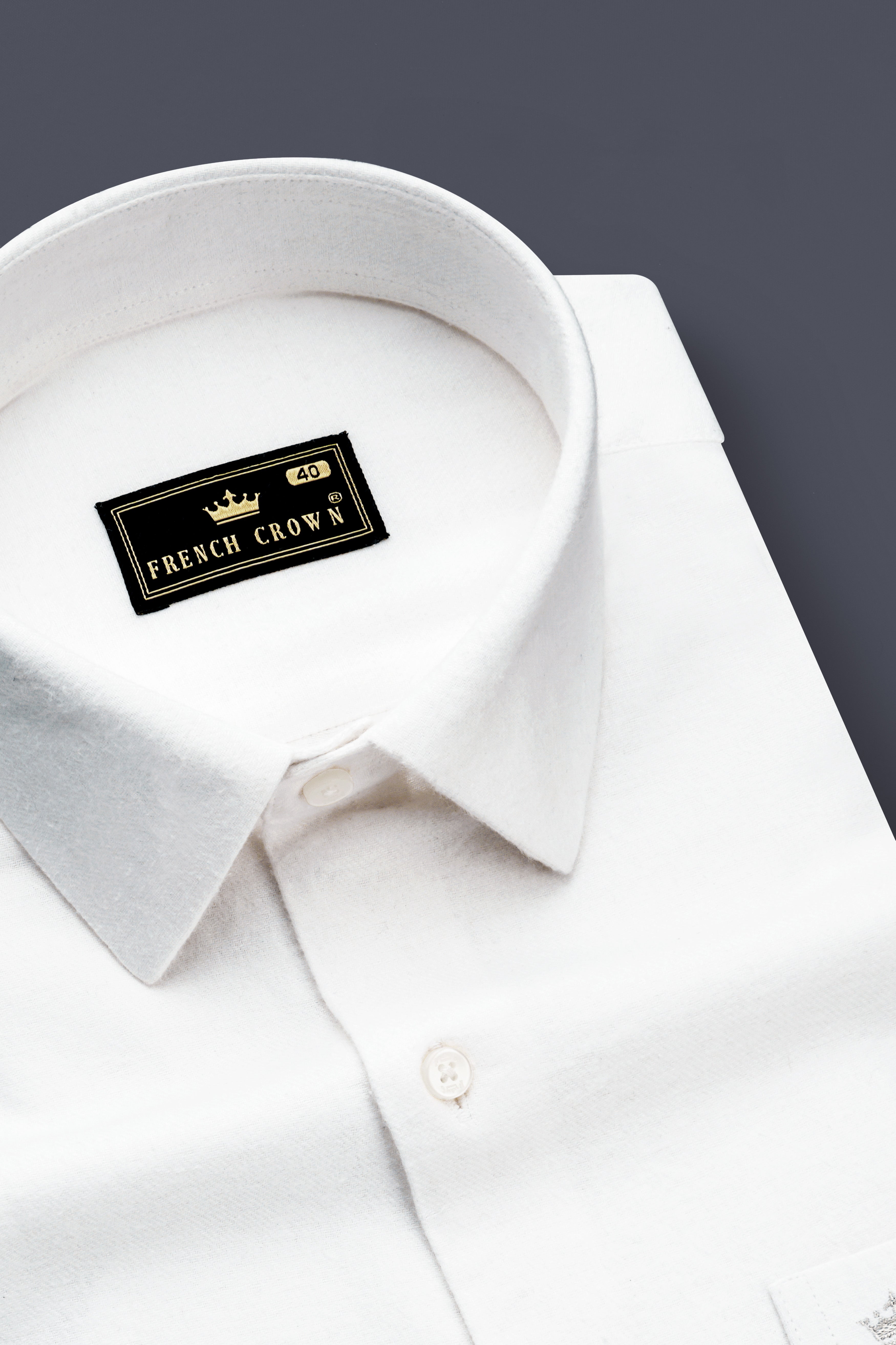 Flanvero-Bright white Heavyweight Flannel Premium Cotton Semi Formal Shirt