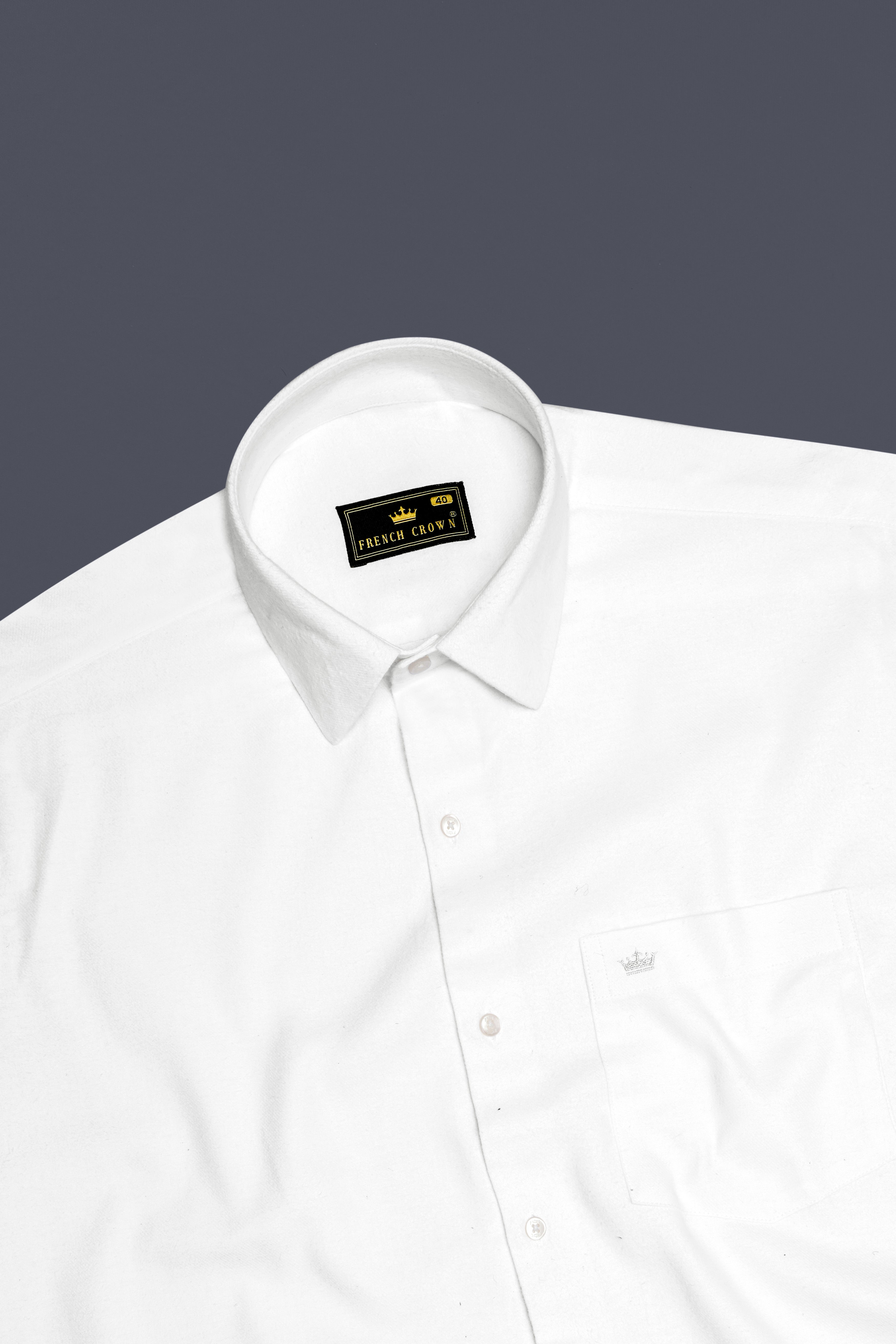 Flanvero-Bright white Heavyweight Flannel Premium Cotton Semi Formal Shirt