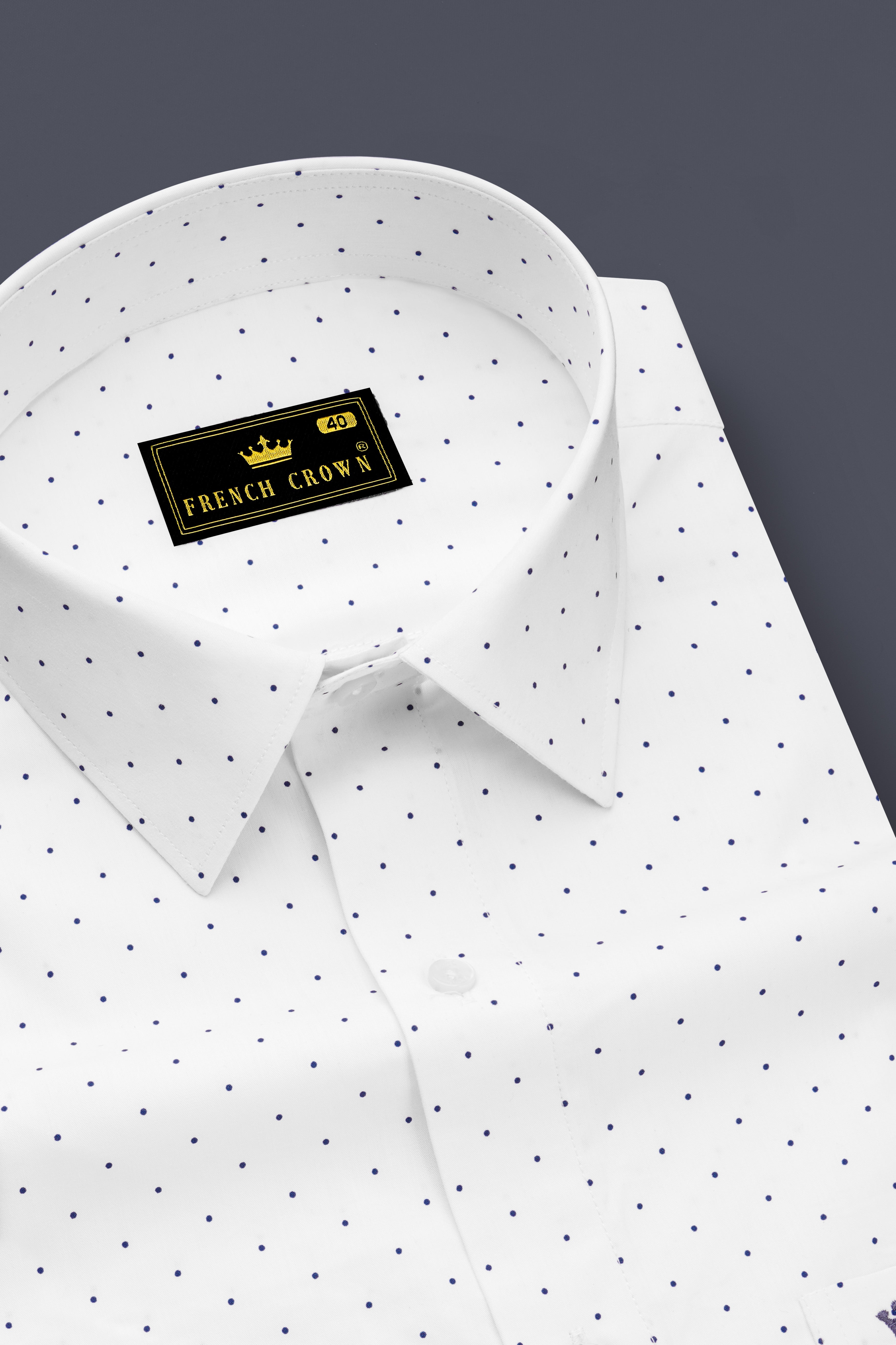 Dotvoro-Bright white And Blue Dotted Printed Super Soft Premium Cotton Dress Shirt