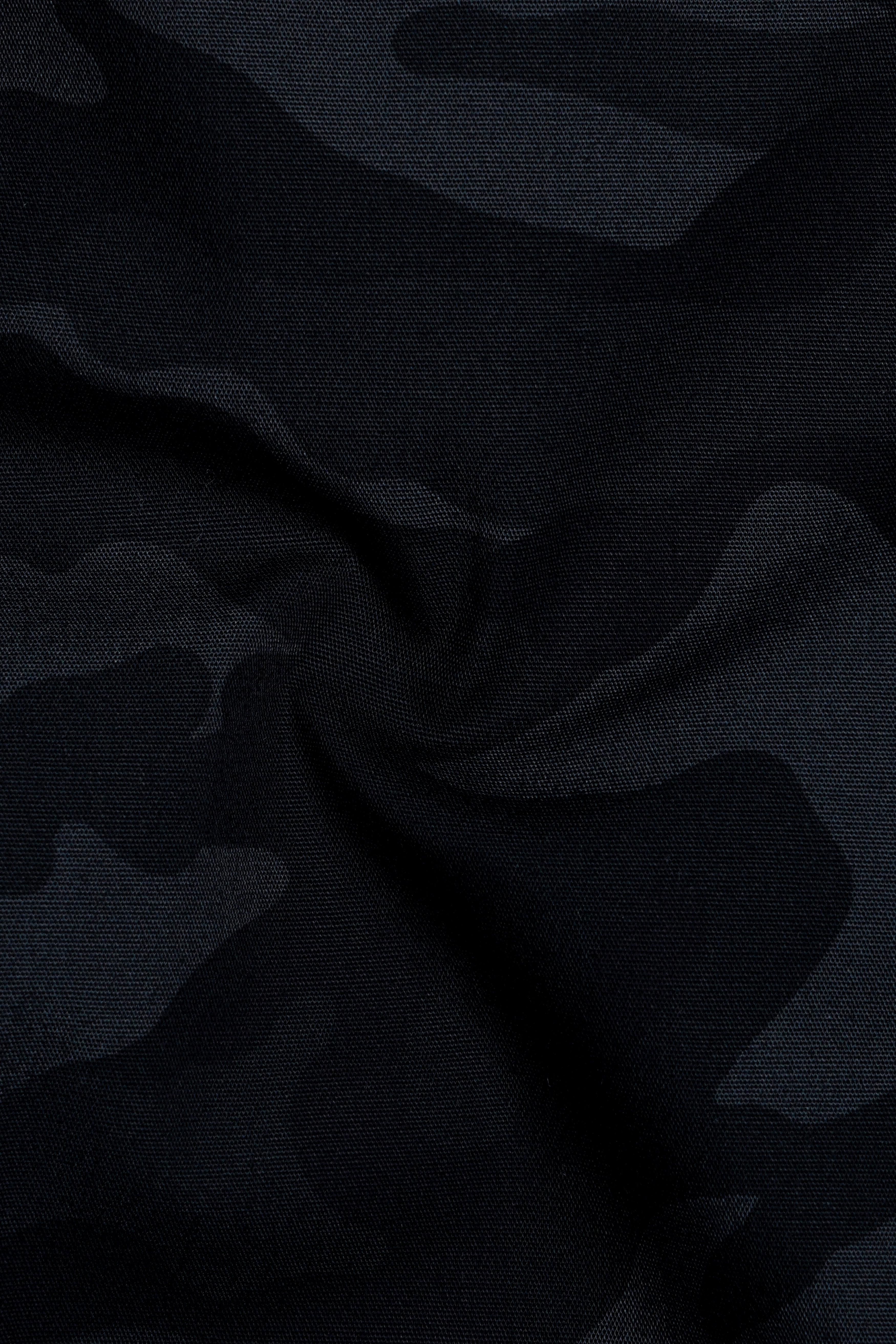Obscavo-Jade Black and Metal Gray Camouflage Printed Heavy Weight Oxford Premium Cotton Casual Shirt