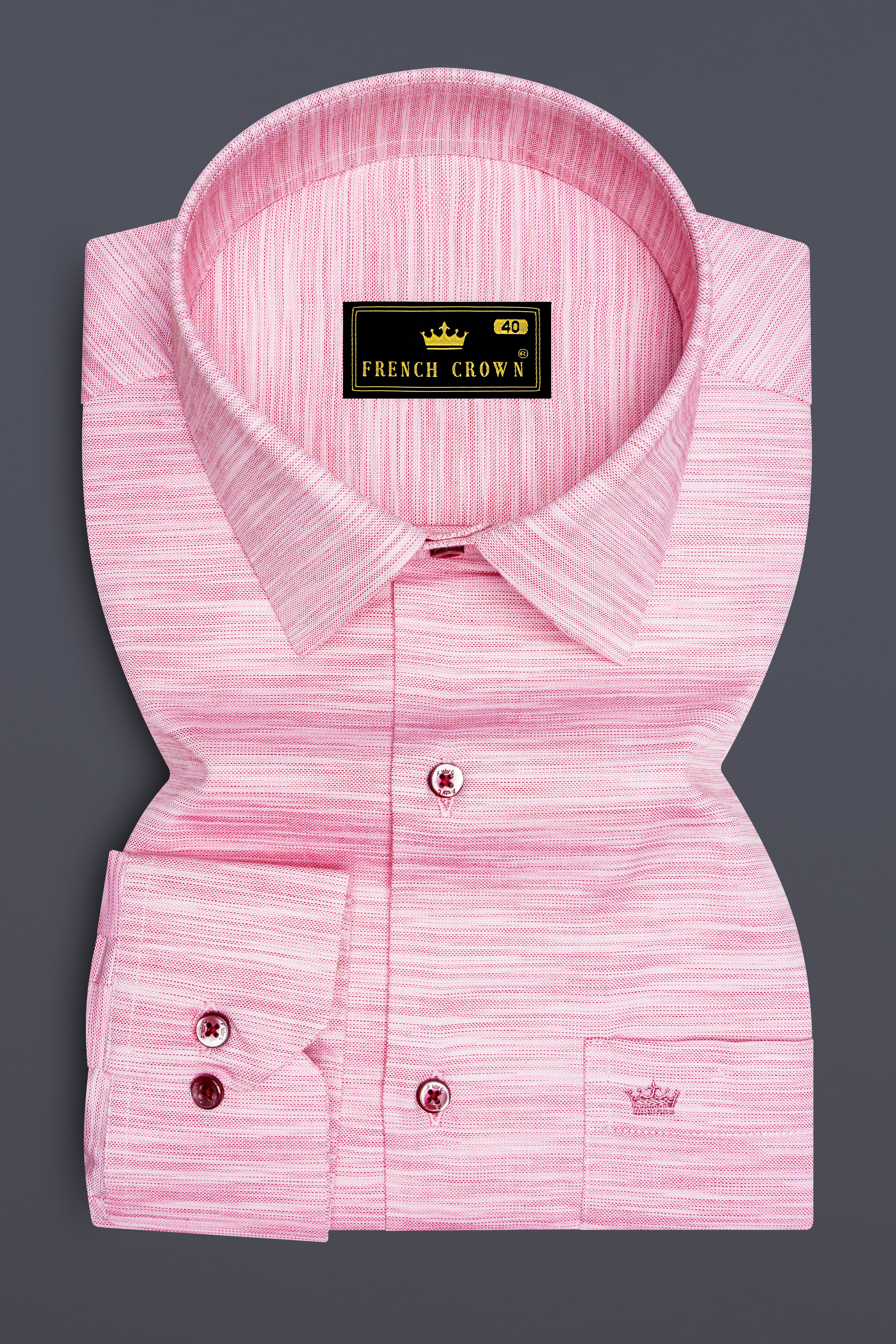 Rosavon-Oyster Pink Textured Chambray Premium Cotton Dress Shirt