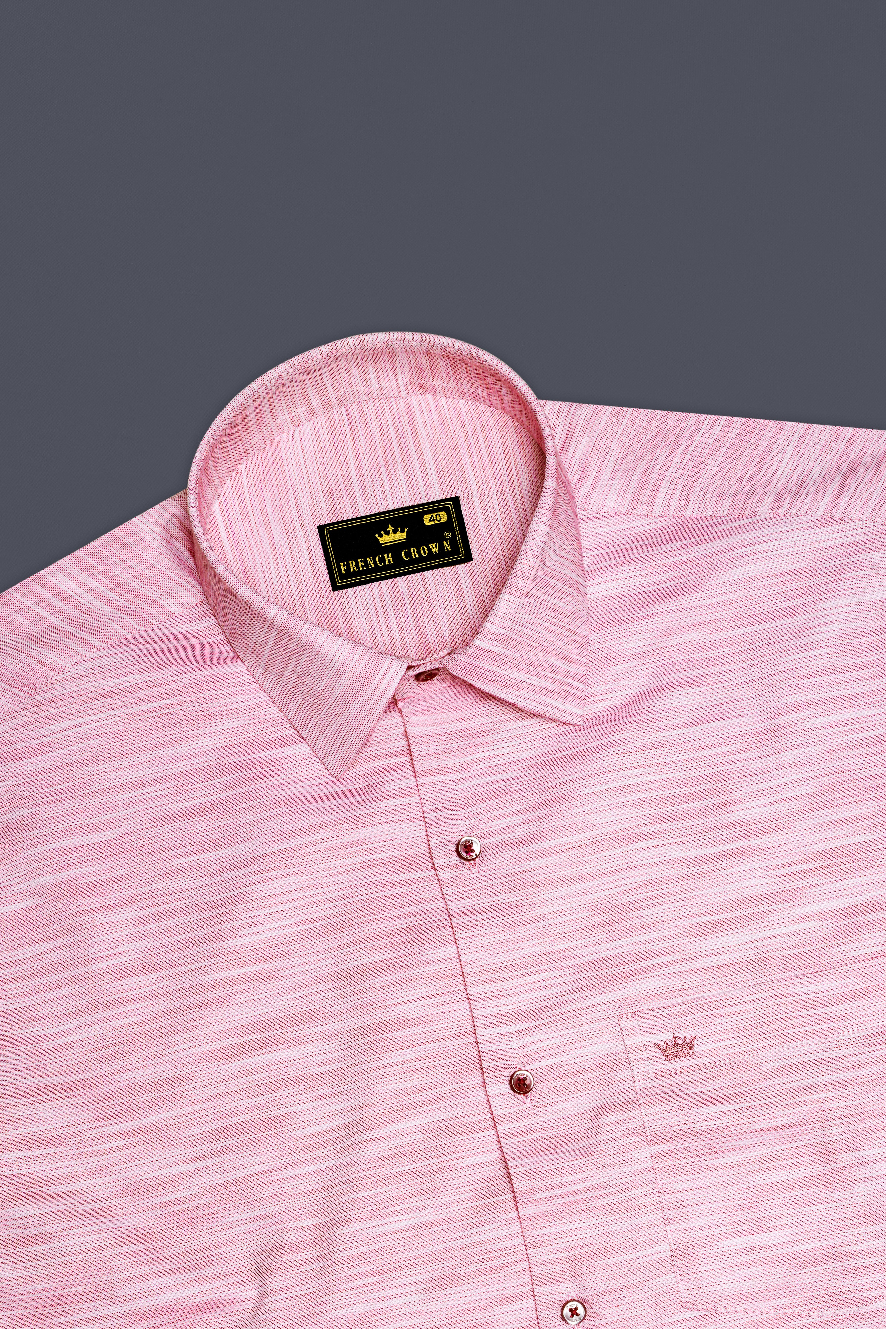 Rosavon-Oyster Pink Textured Chambray Premium Cotton Dress Shirt