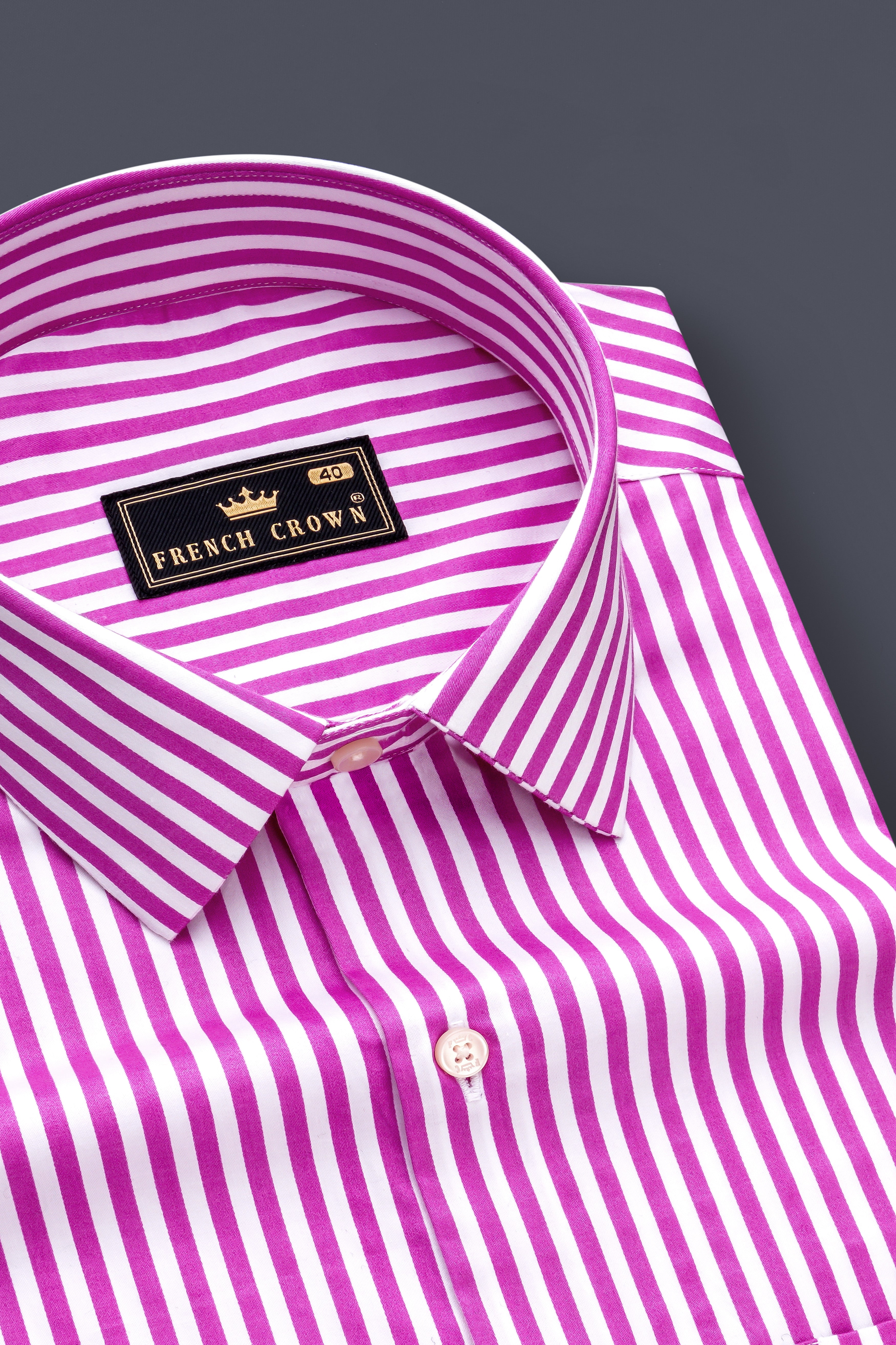 Rosavon-Purplish Pink And Bright White Candy Striped Subtle Sheen Super Soft Premium Cotton Dress Shirt