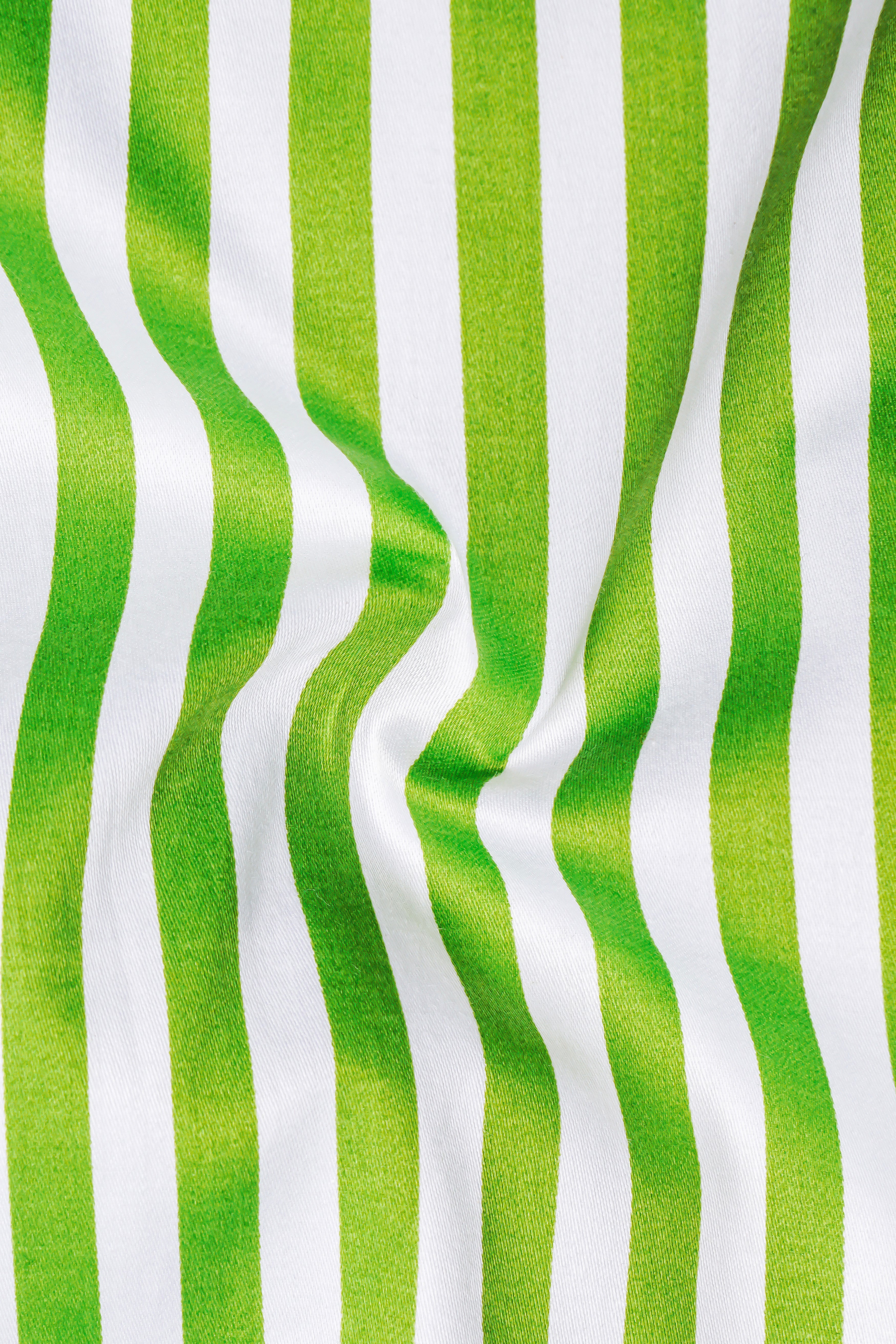 Lustrivon-Citrus Green And Bright White Candy Striped Subtle Sheen Super Soft Premium Cotton Dress Shirt