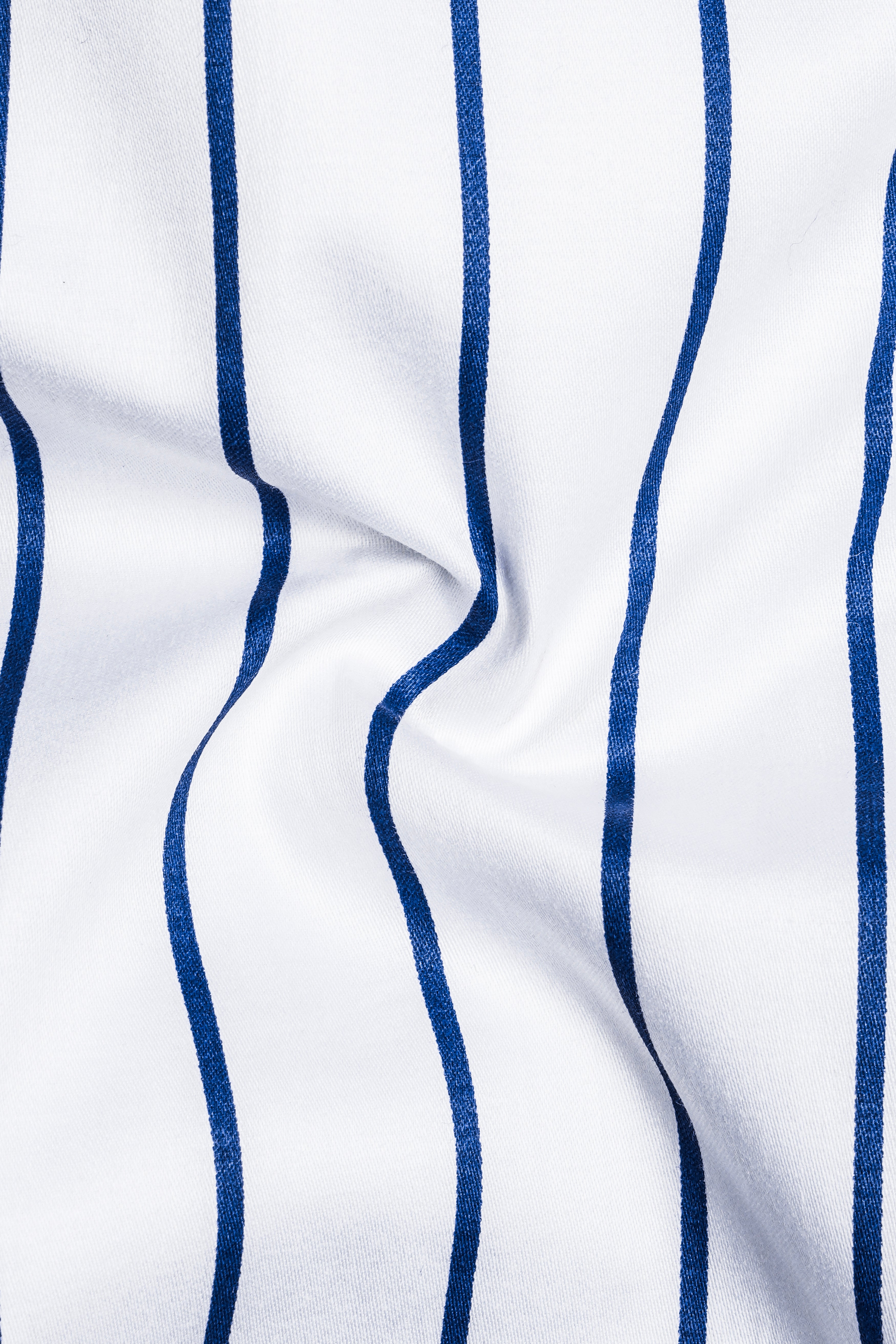 Lustrivon-Bright White And Downriver Blue Pin Striped Subtle Sheen Super Soft Premium Cotton Dress Shirt