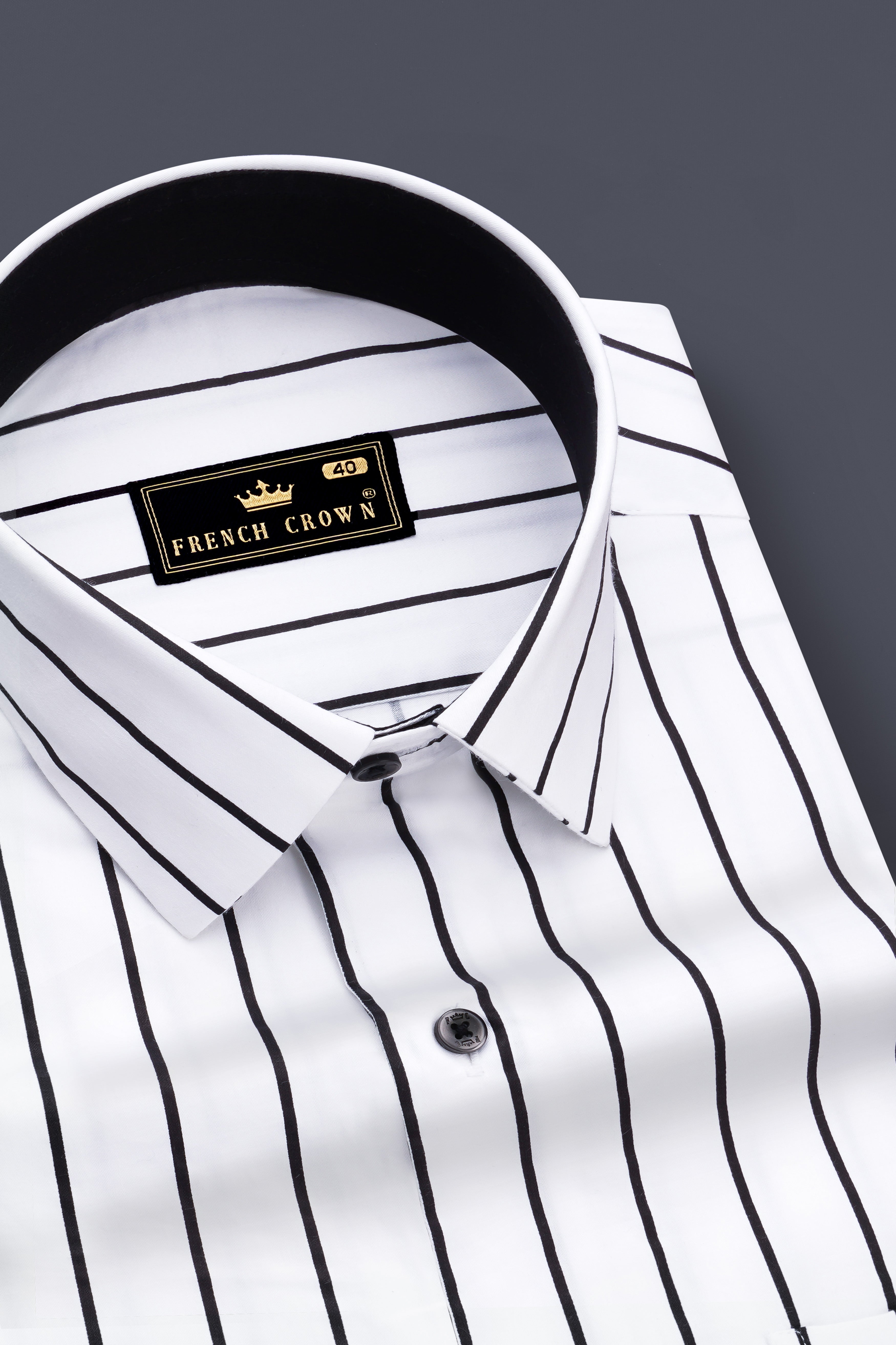 Nerbian-Bright White And Jade Black Pin Striped Subtle Sheen Super Soft Premium Cotton Dress Shirt