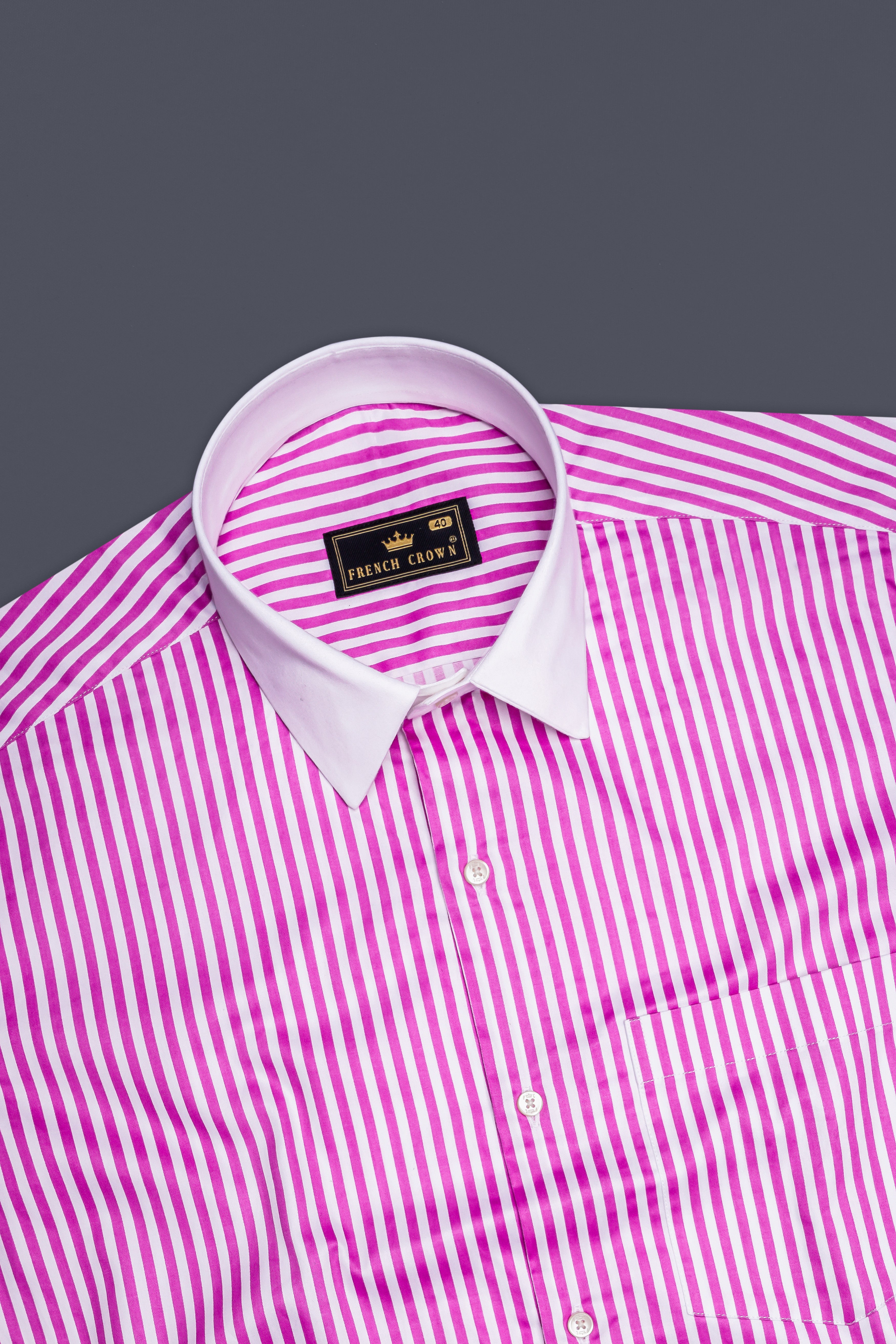 Rosavon-Purplish Pink And Bright White Candy Striped Subtle Sheen Super Soft Premium Cotton Cuff Collar Dress Shirt 14021-WCC-38, 14021-WCC-H-38, 14021-WCC-39, 14021-WCC-H-39, 14021-WCC-40, 14021-WCC-H-40, 14021-WCC-42, 14021-WCC-H-42, 14021-WCC-44, 14021-WCC-H-44, 14021-WCC-46, 14021-WCC-H-46, 14021-WCC-48, 14021-WCC-H-48, 14021-WCC-50, 14021-WCC-H-50, 14021-WCC-52, 14021-WCC-H-52