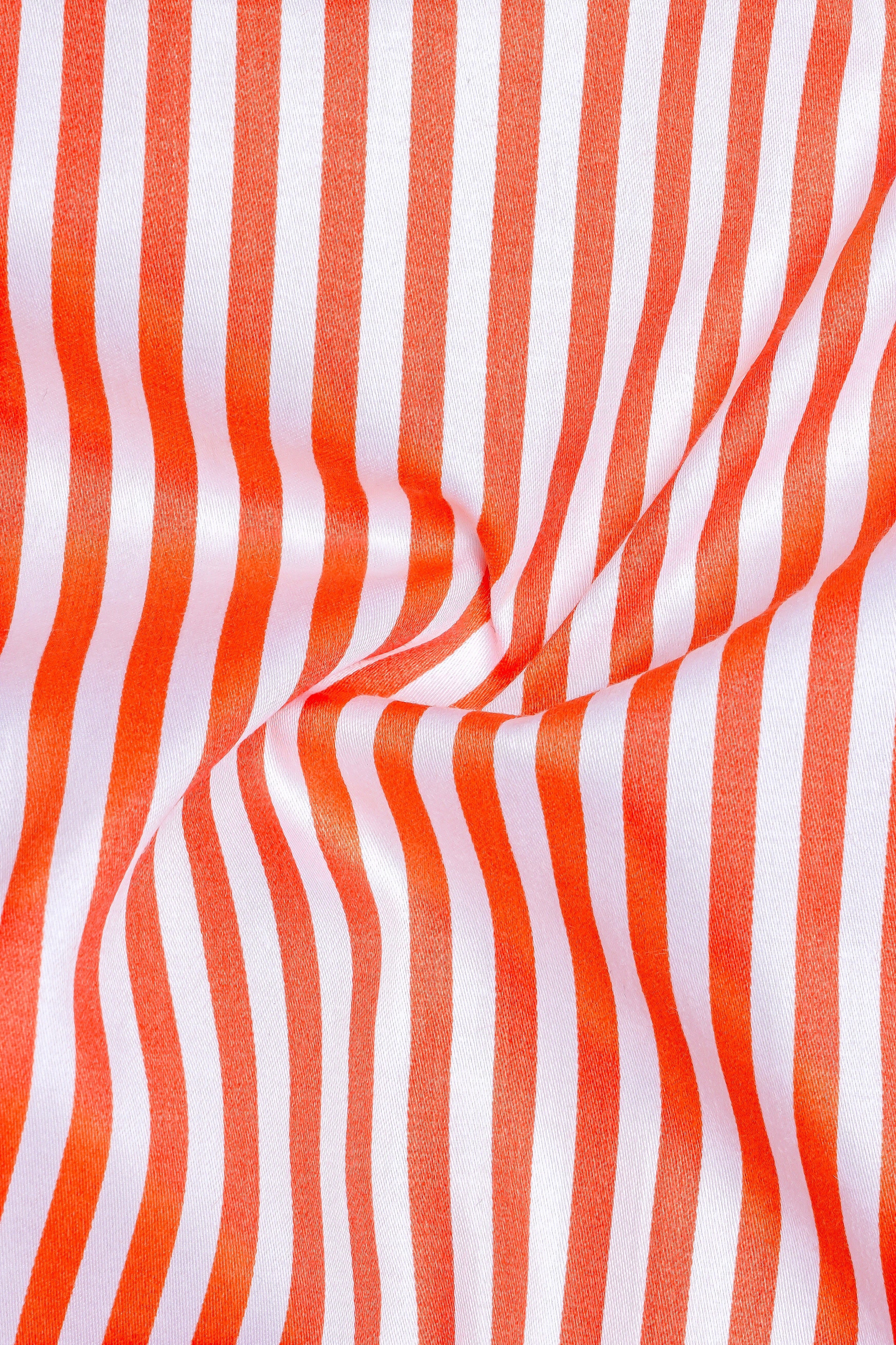 Arancio-Bittersweet Orange And Bright White Candy Striped Subtle Sheen Super Soft Premium Cotton Dress Shirt
