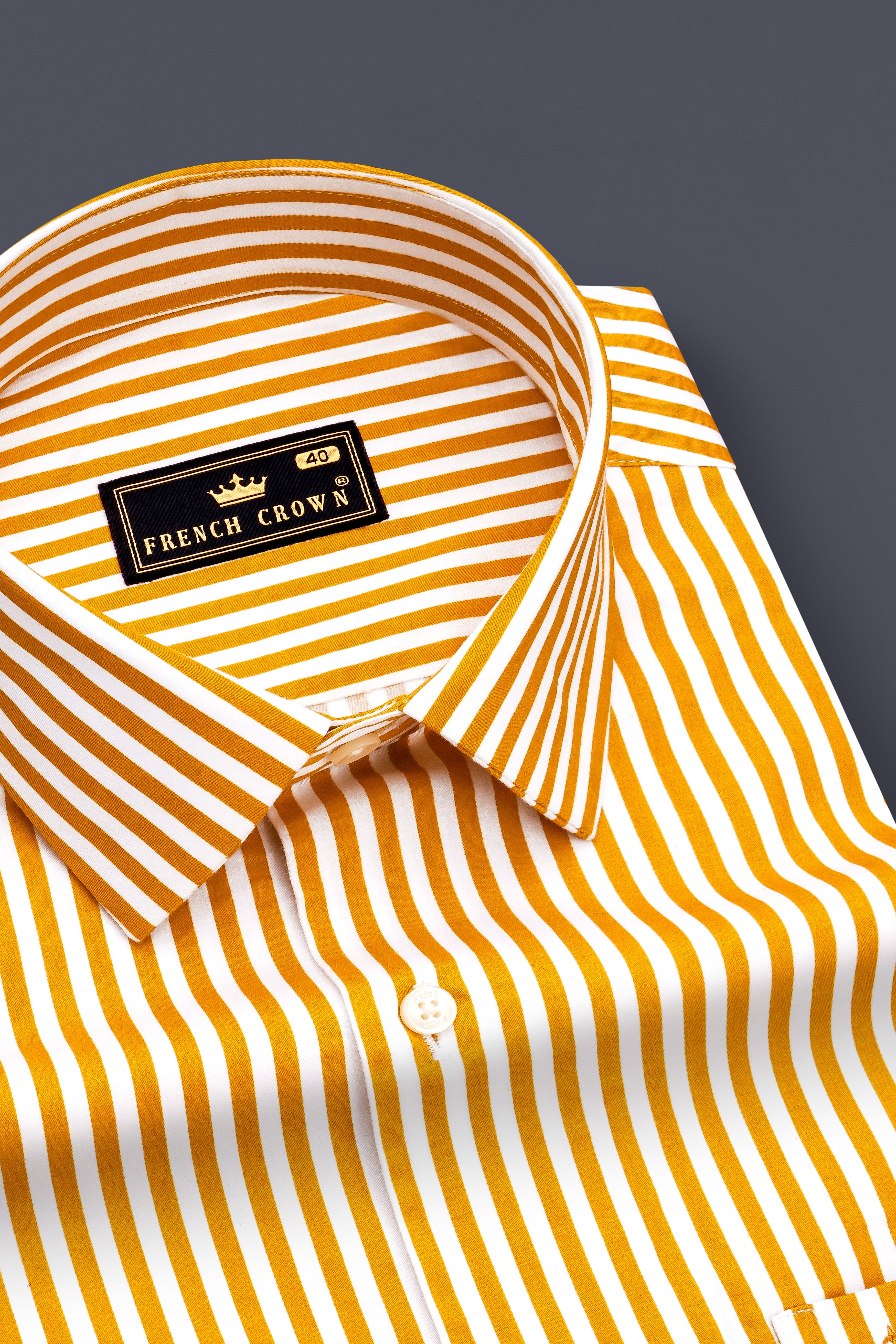 Solaro-Sunshade Yellow And Bright White Candy Striped Subtle Sheen Super Soft Premium Cotton Dress Shirt