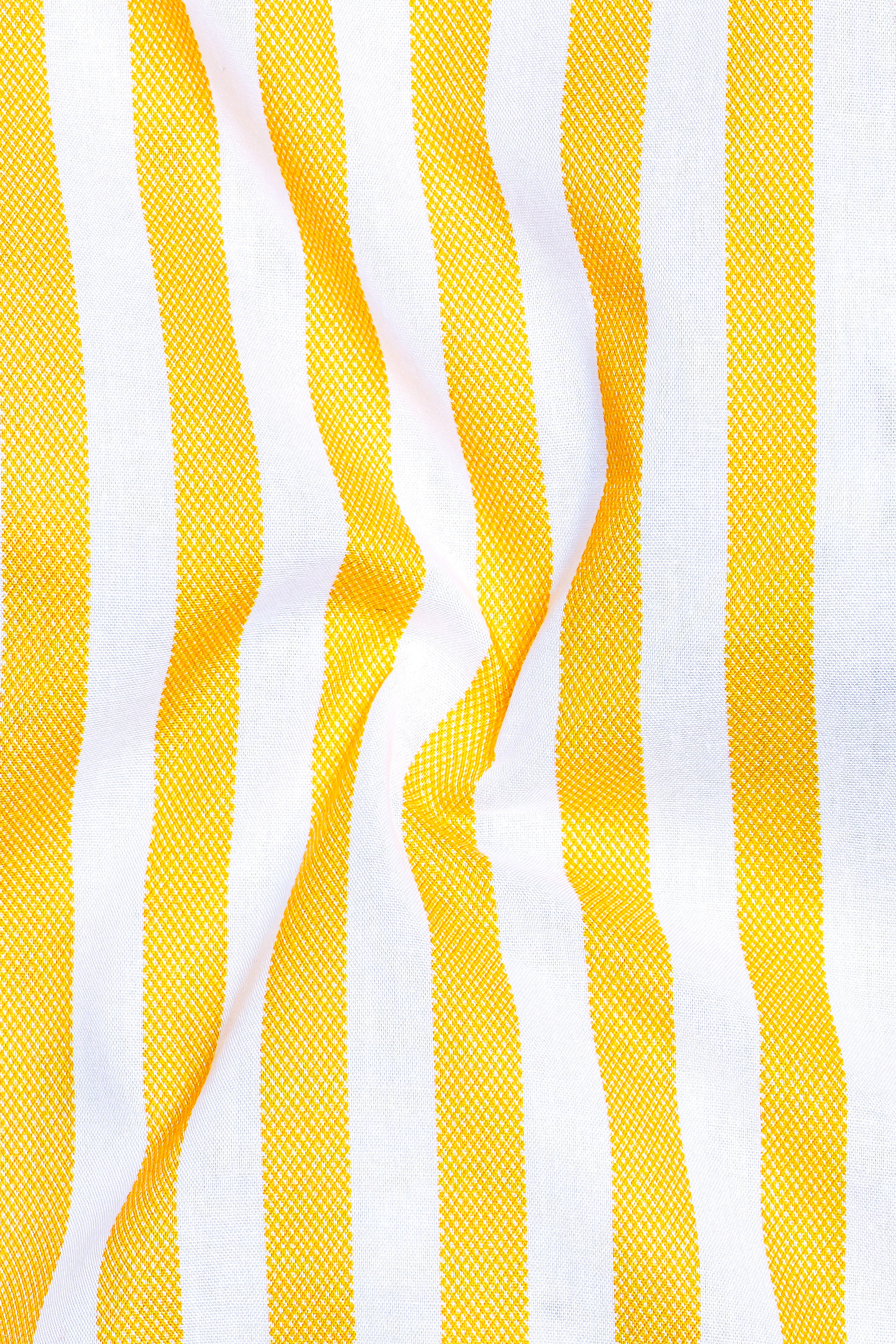 Clarivo-Mikado Yellow And Bright White Candy Striped Subtle Sheen Super Soft Premium Cotton Dress Shirt
