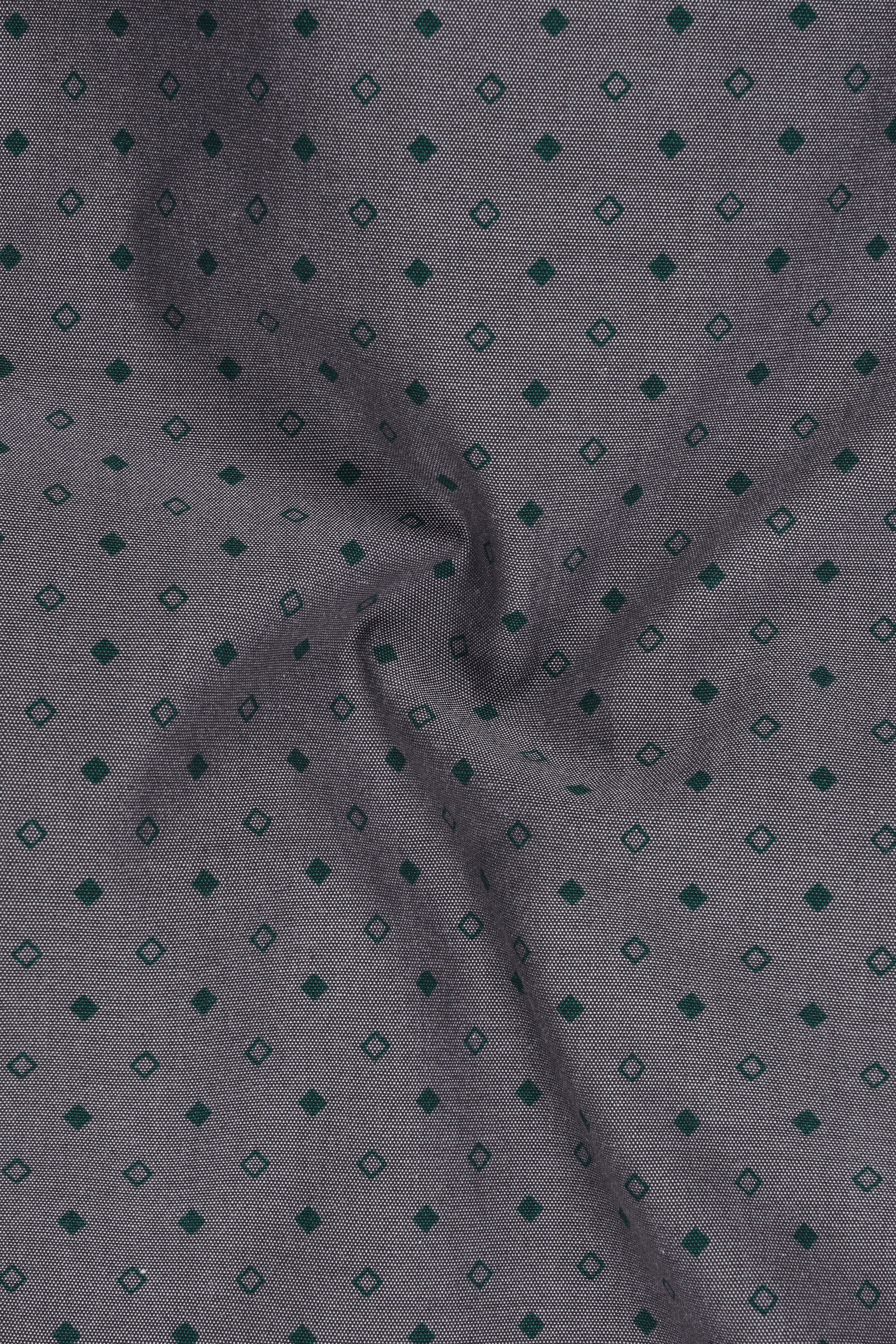 Micravo-Suva Gray And Green Micro Printed Premium Giza Cotton Dress Shirt