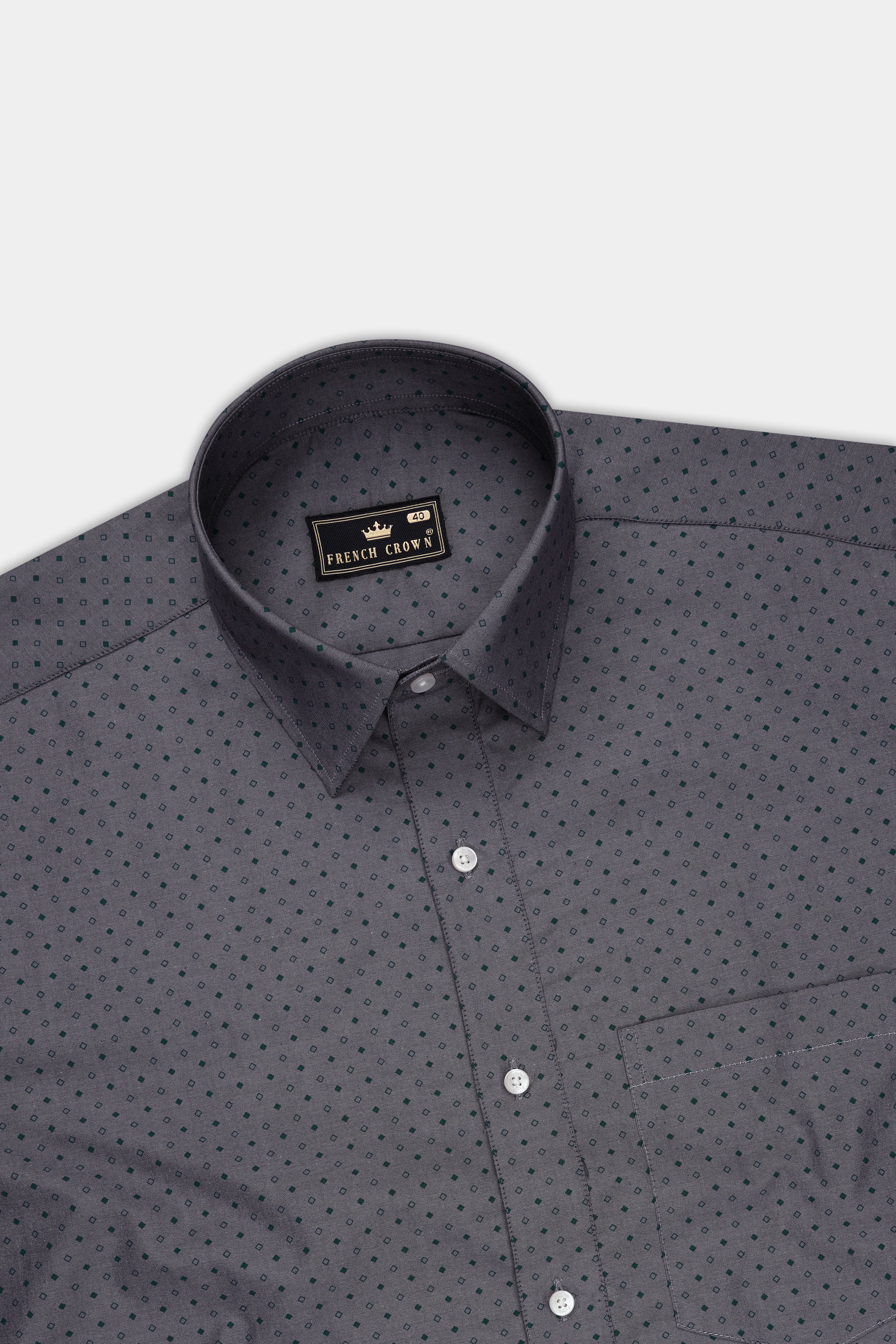 Micravo-Suva Gray And Green Micro Printed Premium Giza Cotton Dress Shirt