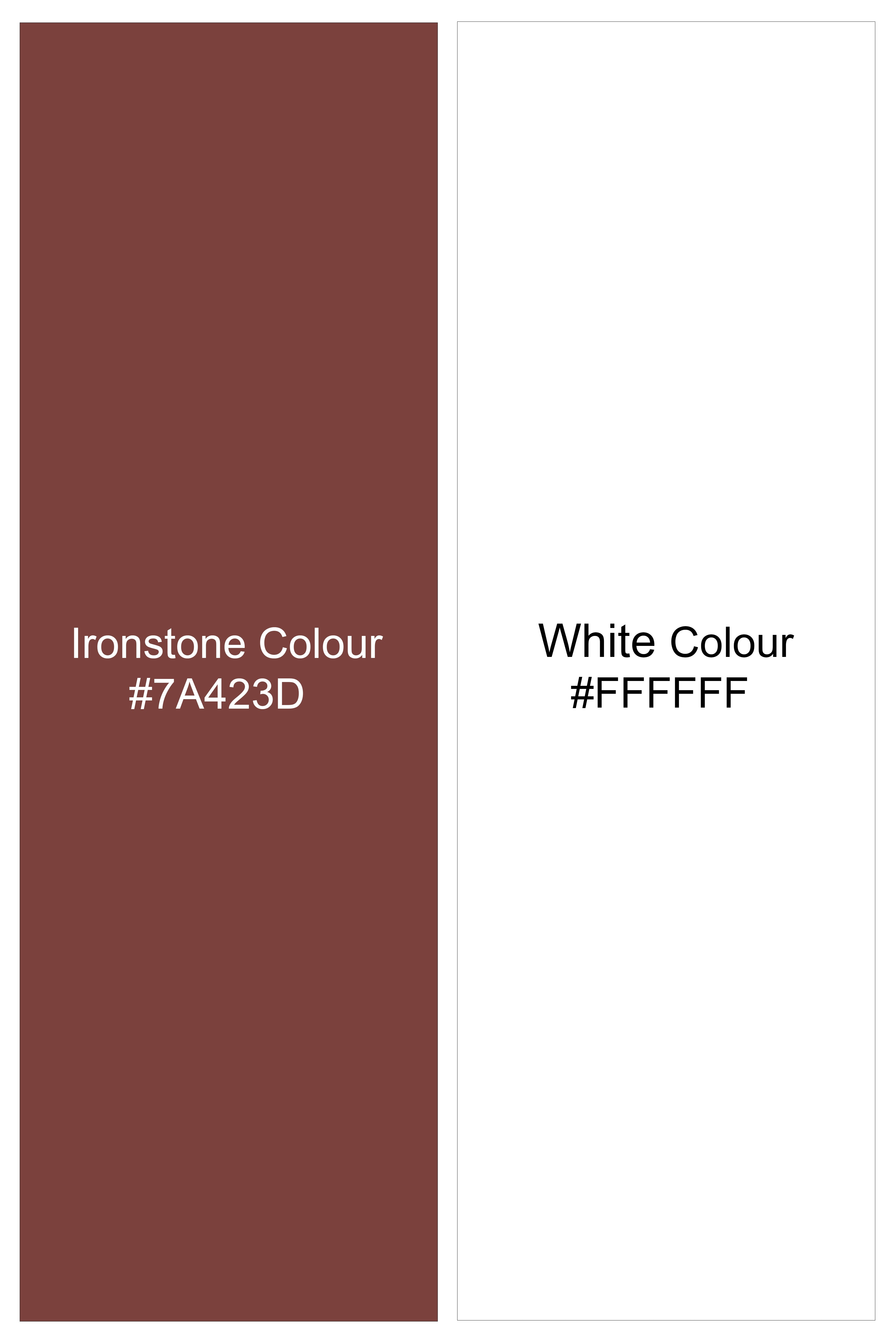 Brunoro-Ironstone Brown And Bright White Candy Striped Subtle Sheen Super Soft Premium Cotton White Cuff Collar Dress Shirt