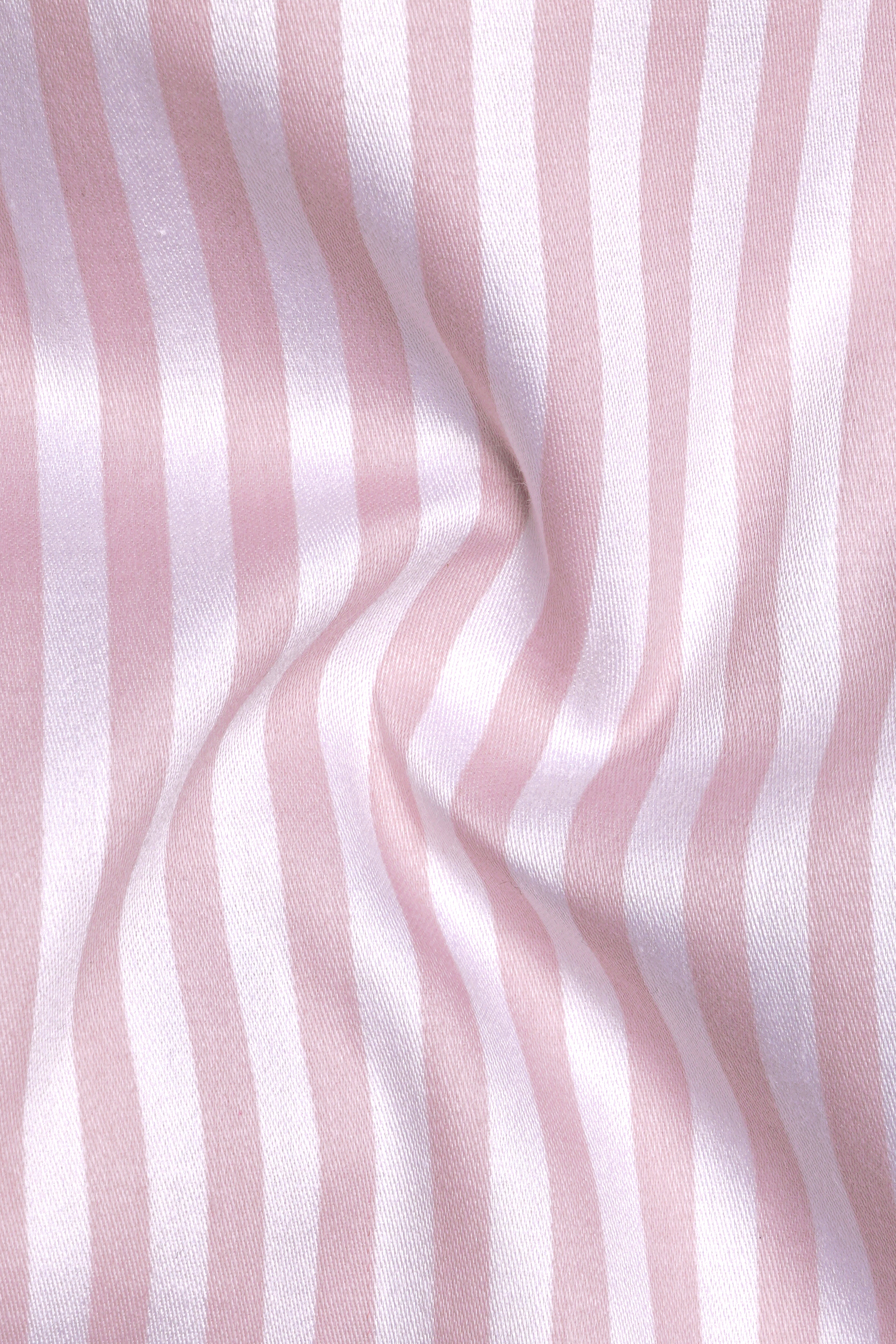 Strivaro-Oriental Pink And Bright White Candy Striped Subtle Sheen Super Soft Premium Cotton White Cuff Collar Dress Shirt