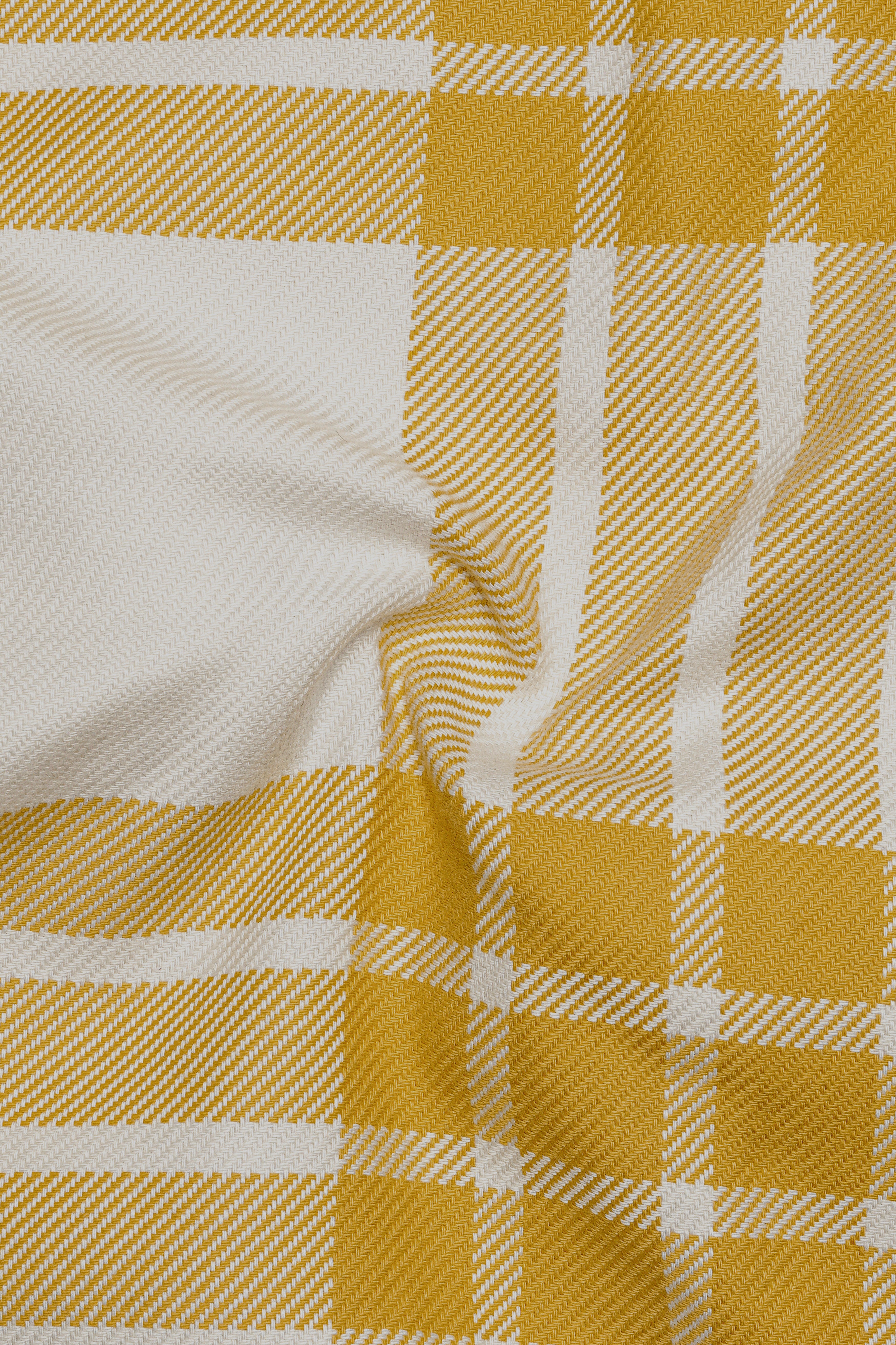 Solaro-Marigold Yellow And Bright White Plaid Heavyweight Twill Designer Overshirt/Shacket